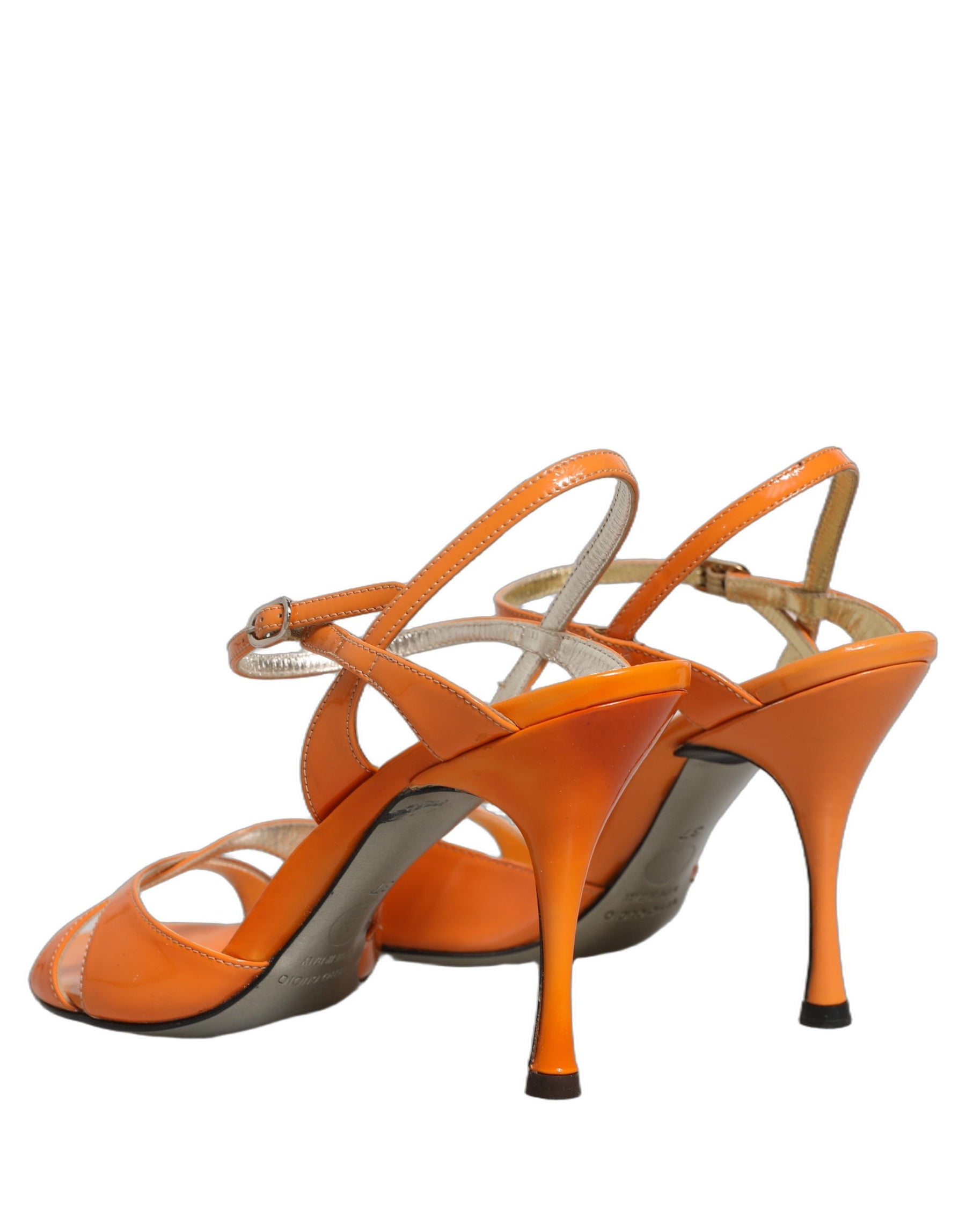 Dolce & Gabbana Orange Leather Stiletto Heels Sandals Shoes | Regal Royce