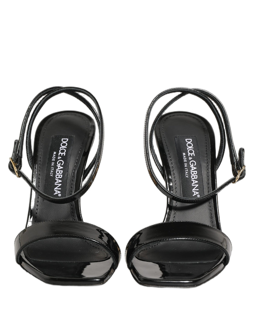Dolce & Gabbana Black Leather Ankle Strap Heels Sandals Shoes