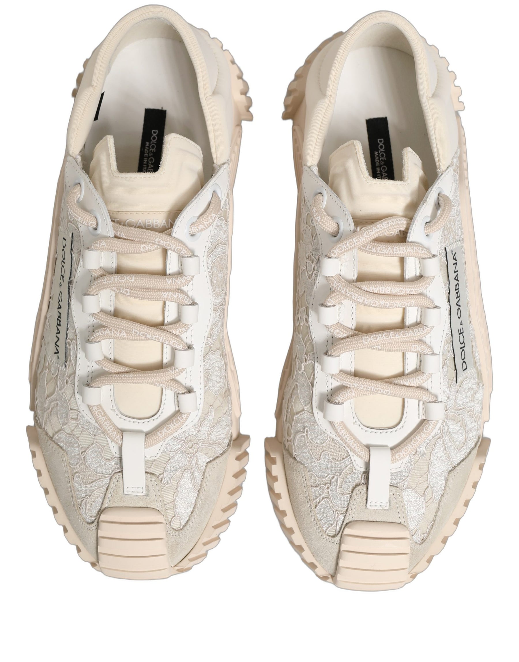 Dolce & Gabbana White Lace NS1 Low Top Sneaker Sports Shoes | Regal Royce