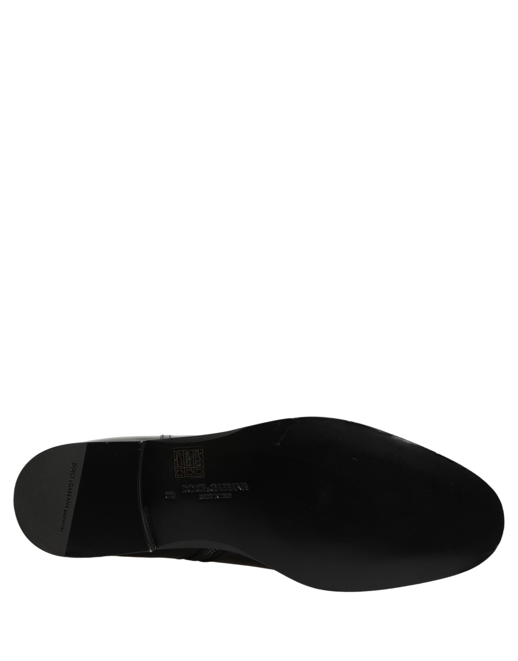 Dolce & Gabbana Black Leather Logo Buckle Mid Calf Boots Shoes | Regal Royce