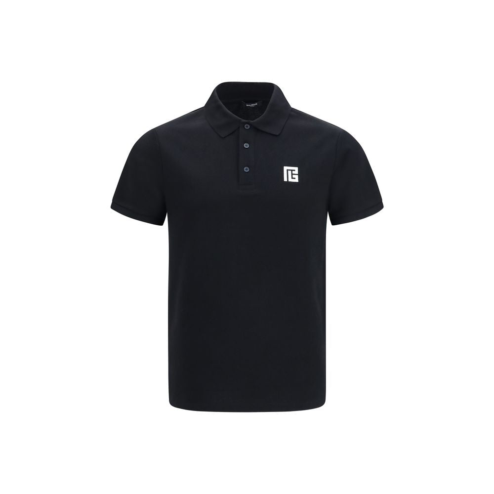 Balmain Black Cotton Polo Shirt | Regal Royce