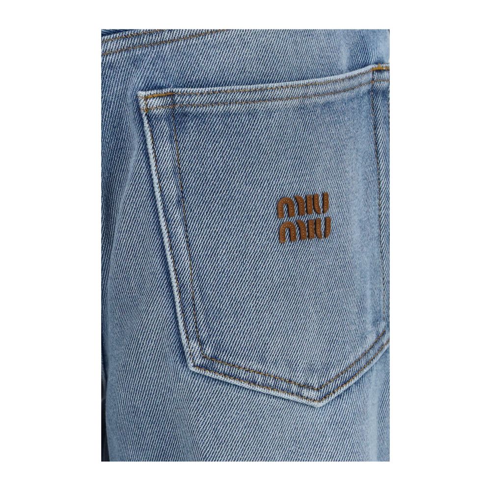 Miu Miu Blue Cotton Relaxed Fit Jeans | Regal Royce