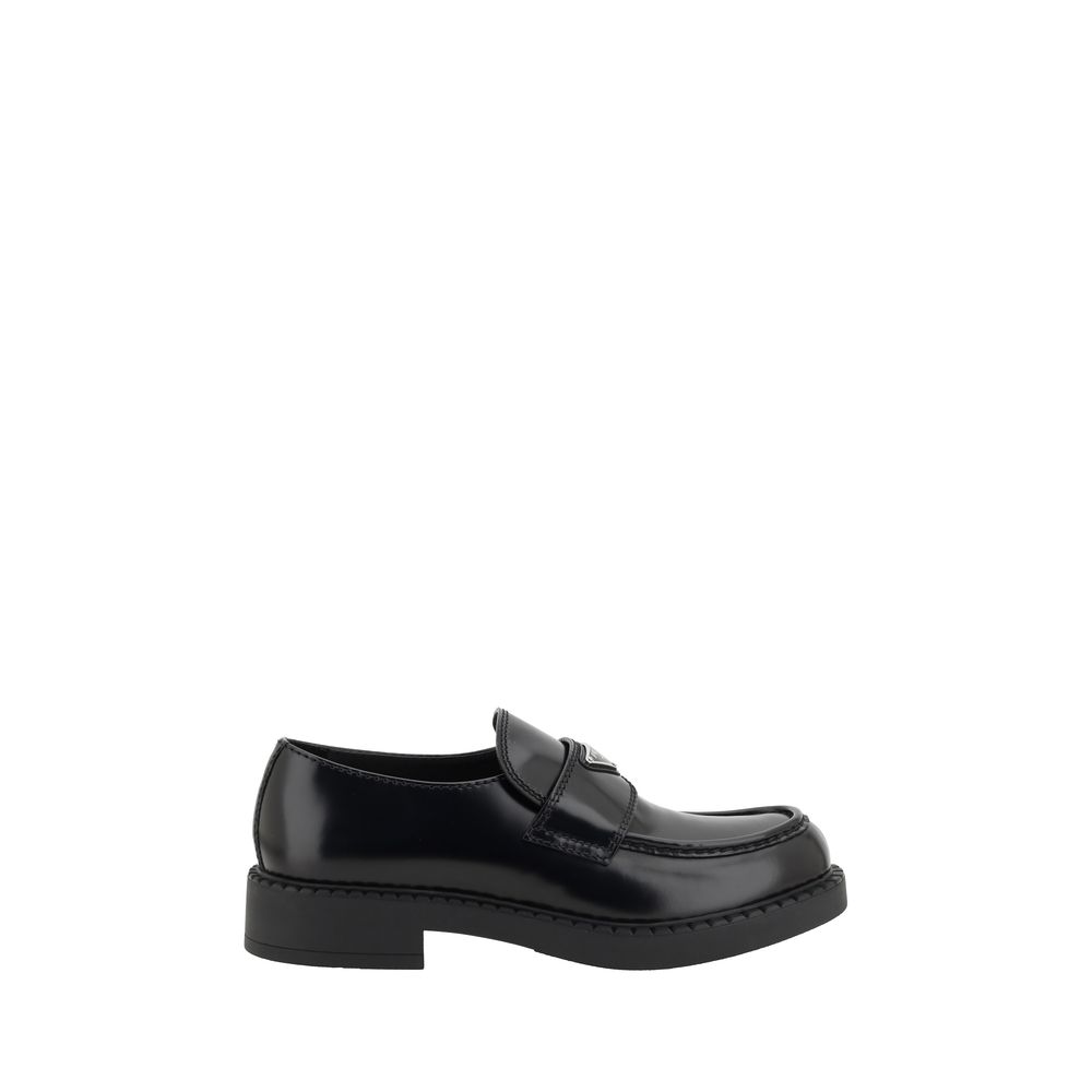 Prada Black Calf Leather Bos Taurus Platform Loafers | Regal Royce