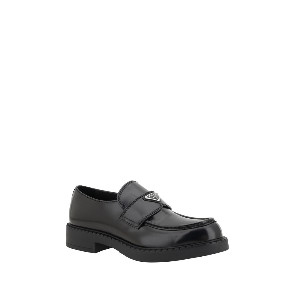 Prada Black Calf Leather Bos Taurus Platform Loafers | Regal Royce
