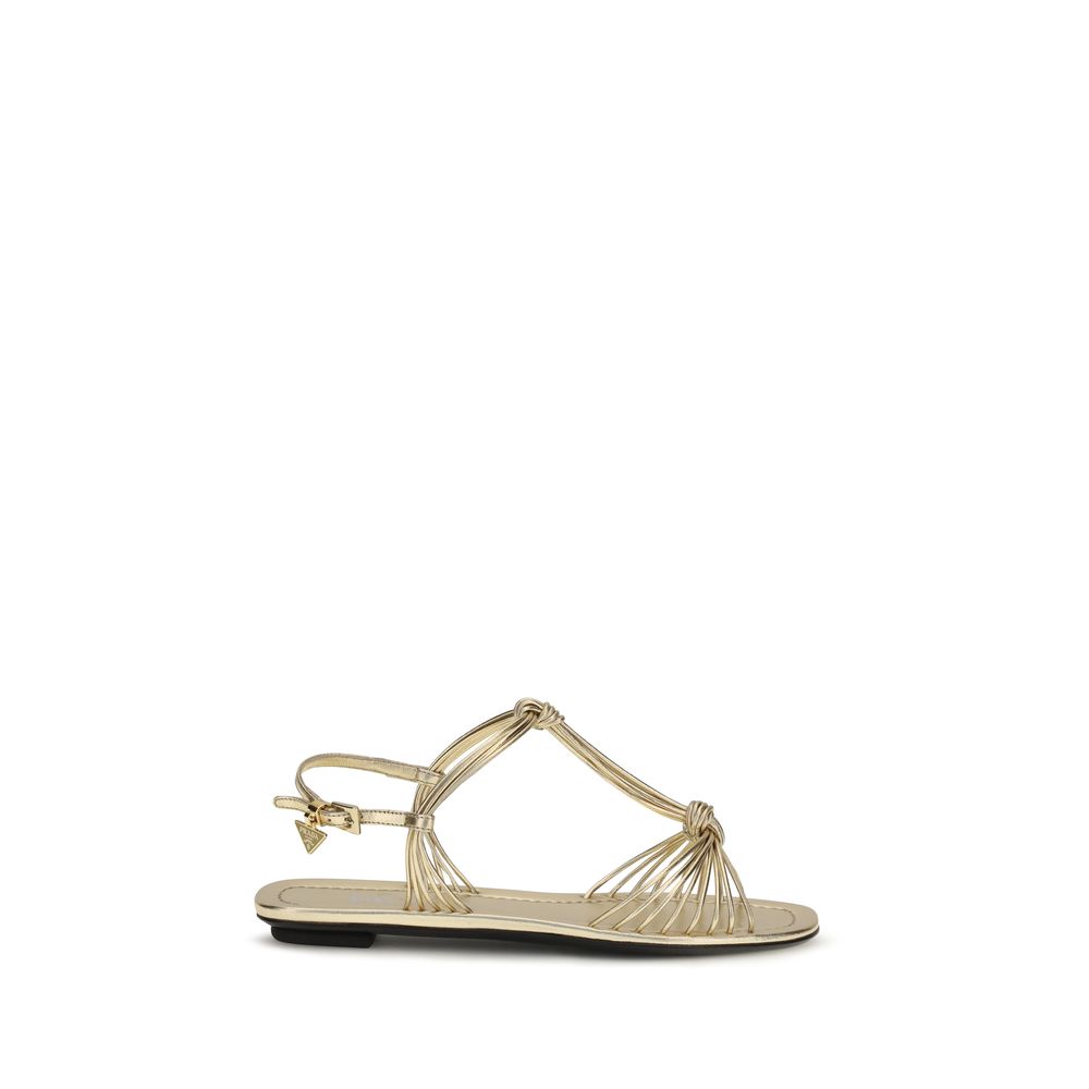 Prada Gold Calf Leather Bos Taurus Flat Sandals | Regal Royce