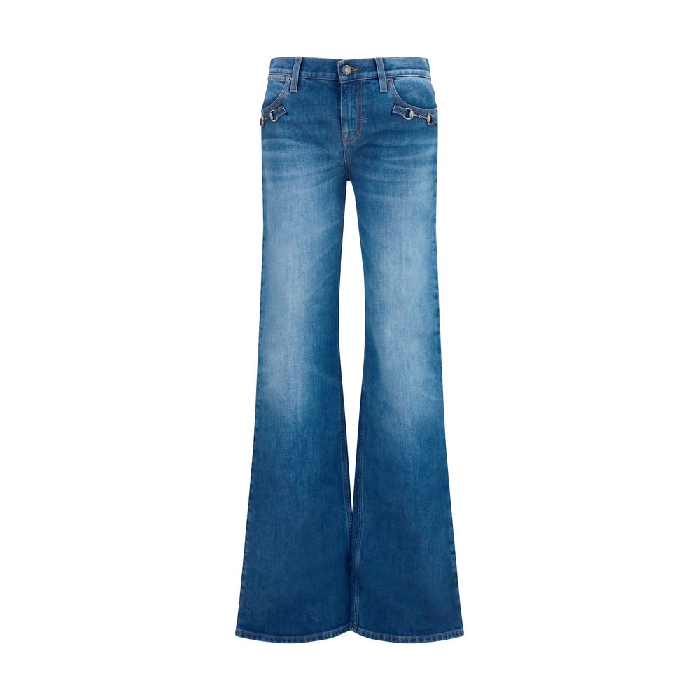 Gucci Blue Cotton Flared Jeans | Regal Royce