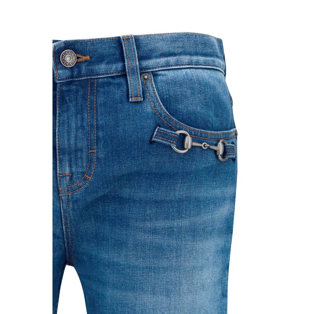 Gucci Blue Cotton Flared Jeans | Regal Royce