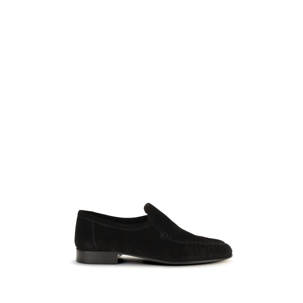 The Row Black Suede Leather Slip-On Loafers | Regal Royce