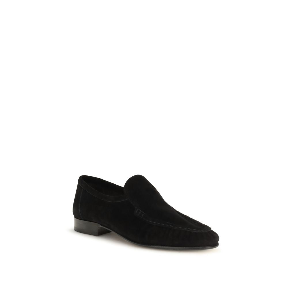 The Row Black Suede Leather Slip-On Loafers | Regal Royce