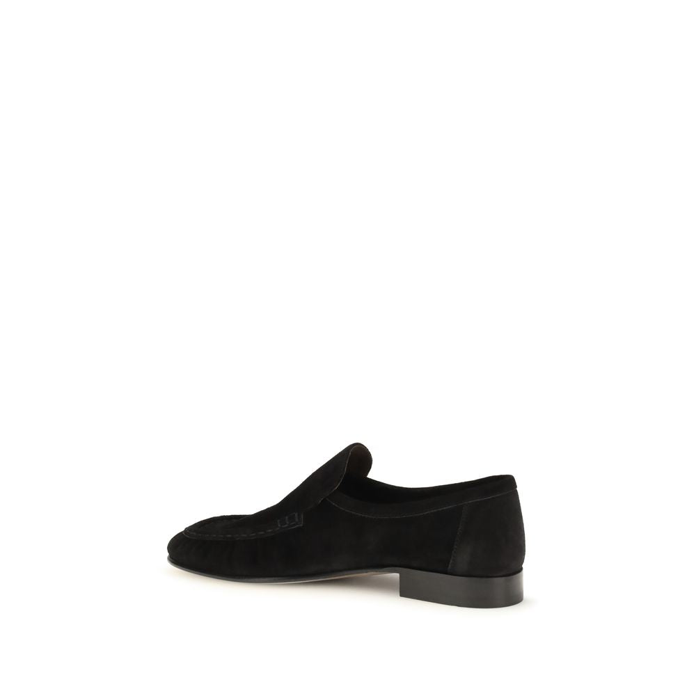 The Row Black Suede Leather Slip-On Loafers | Regal Royce