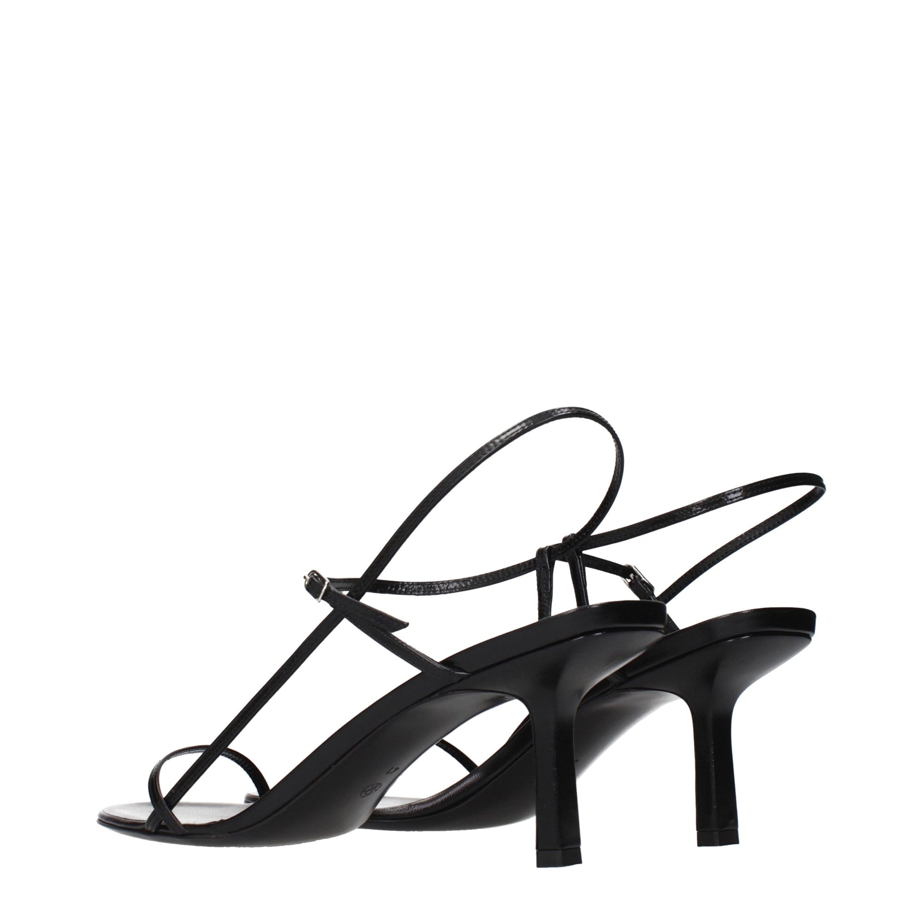 The Row Black Leather Stiletto Heel Sandals | Regal Royce