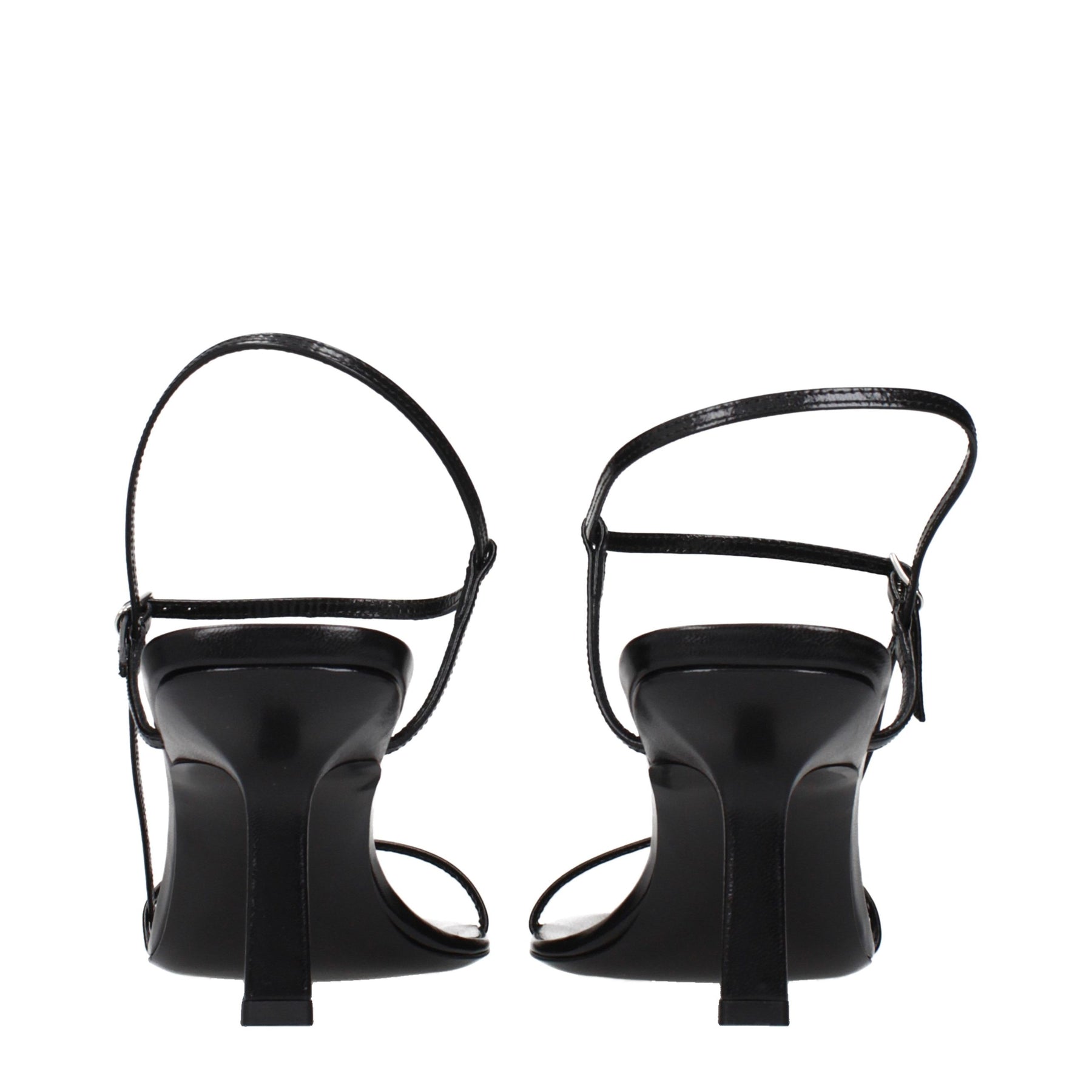 The Row Black Leather Stiletto Heel Sandals | Regal Royce