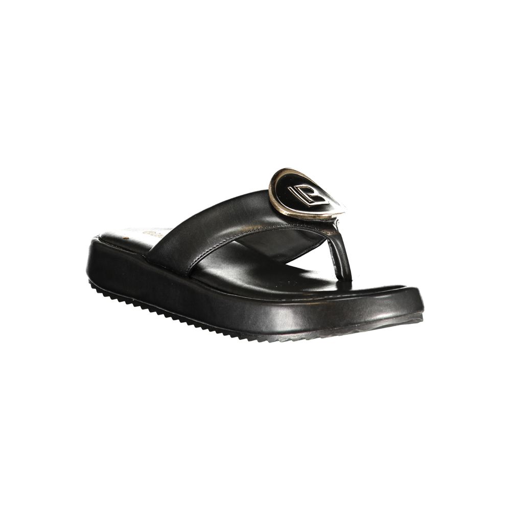 Laura Biagiotti Black Polyurethane Women's Sandal | Regal Royce