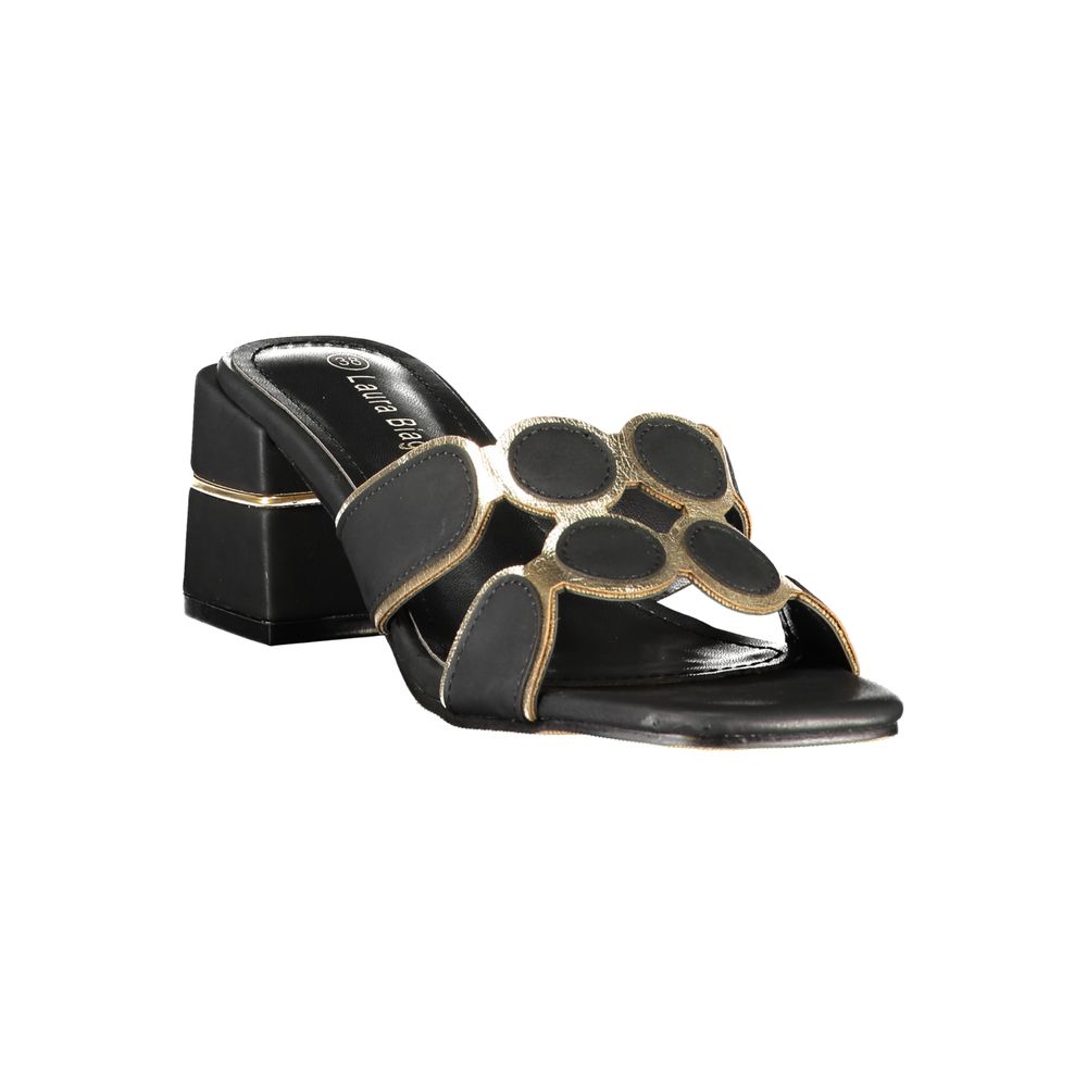Laura Biagiotti Black Polyurethane Women's Sandal | Regal Royce