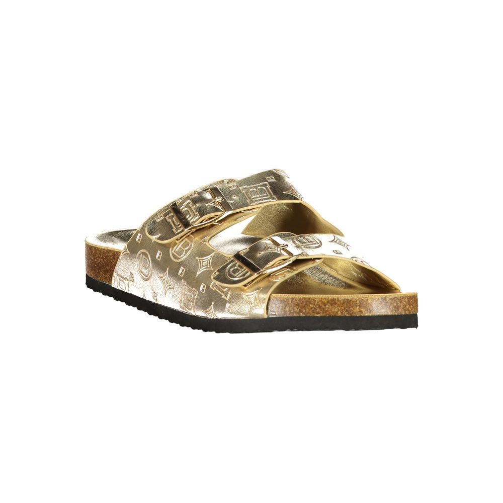 Laura Biagiotti Gold Polyethylene Flat Sandals | Regal Royce
