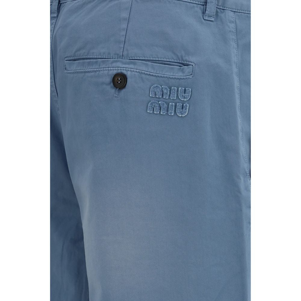 Miu Miu Blue Cotton Casual Pants | Regal Royce