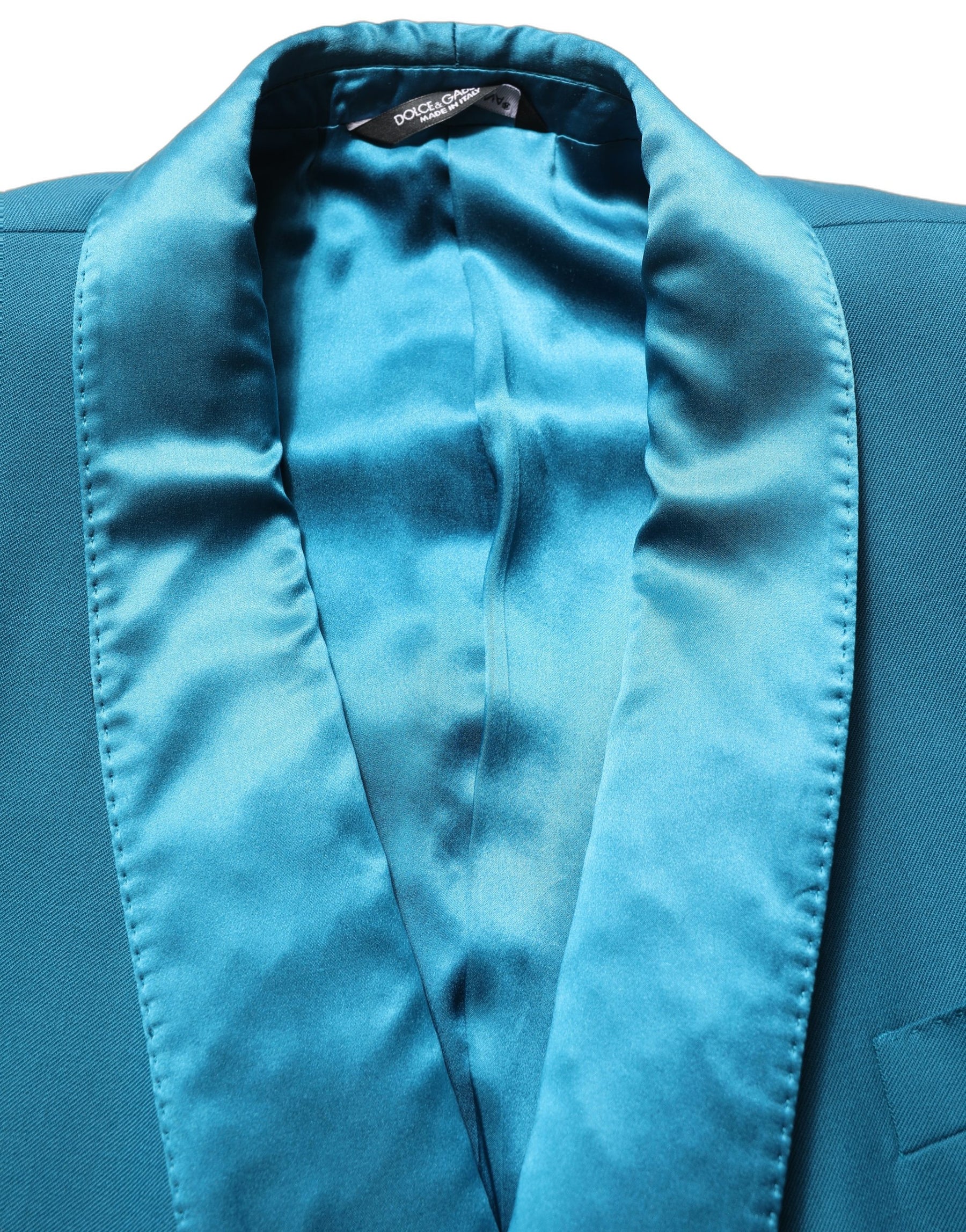 Dolce & Gabbana Teal Wool Double Breasted Formal Coat Blazer | Regal Royce