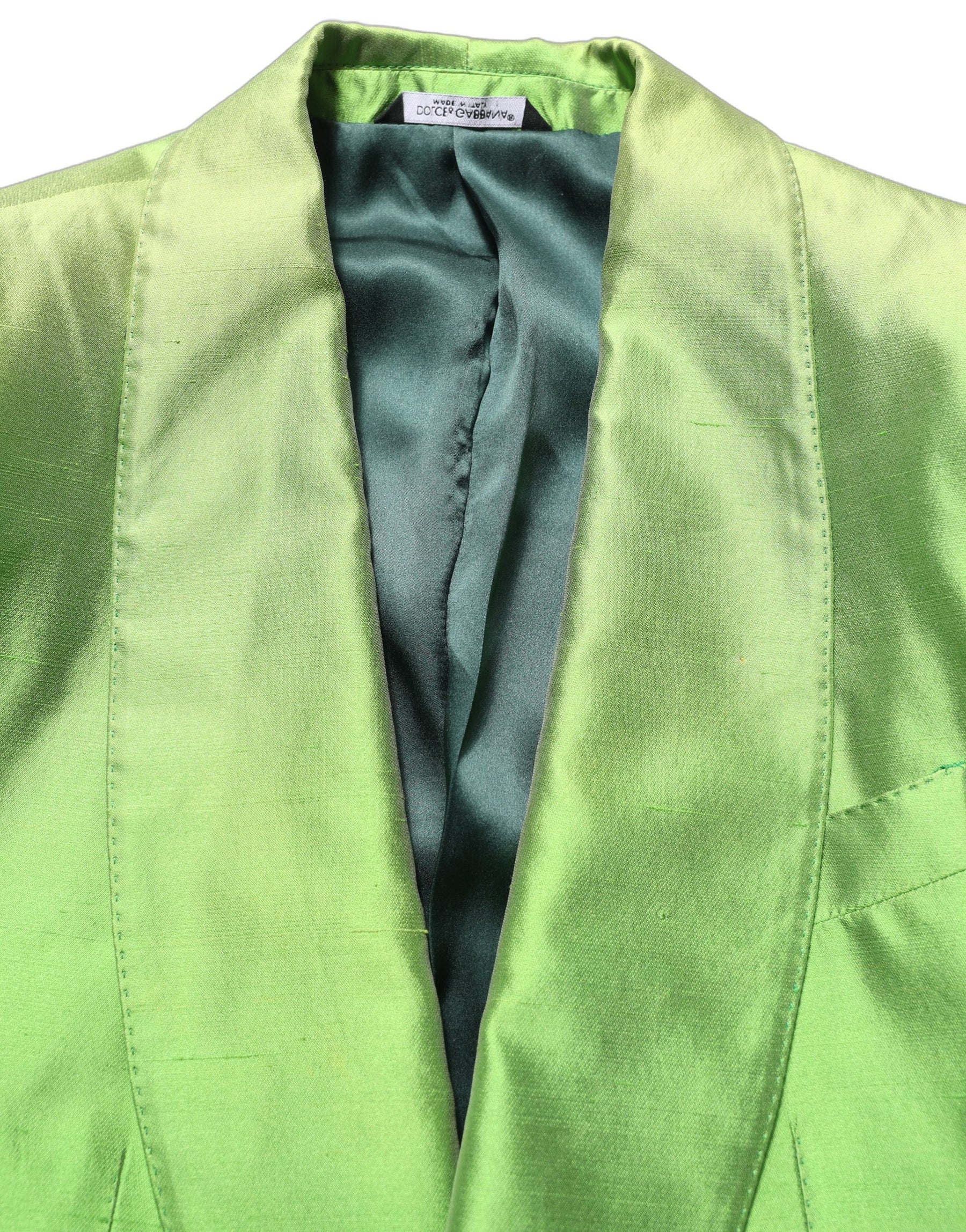 Dolce & Gabbana Green Silk SingleBreasted Embellished Blazer | Regal Royce