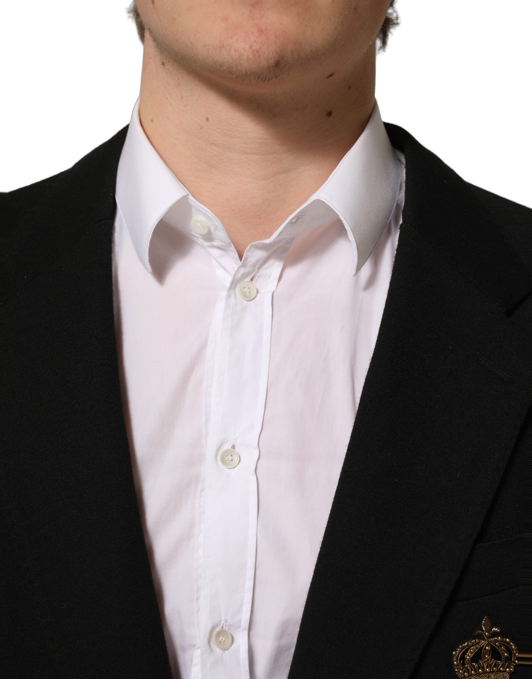 Dolce & Gabbana Black Logo Crest SingleBreasted Coat Blazer | Regal Royce