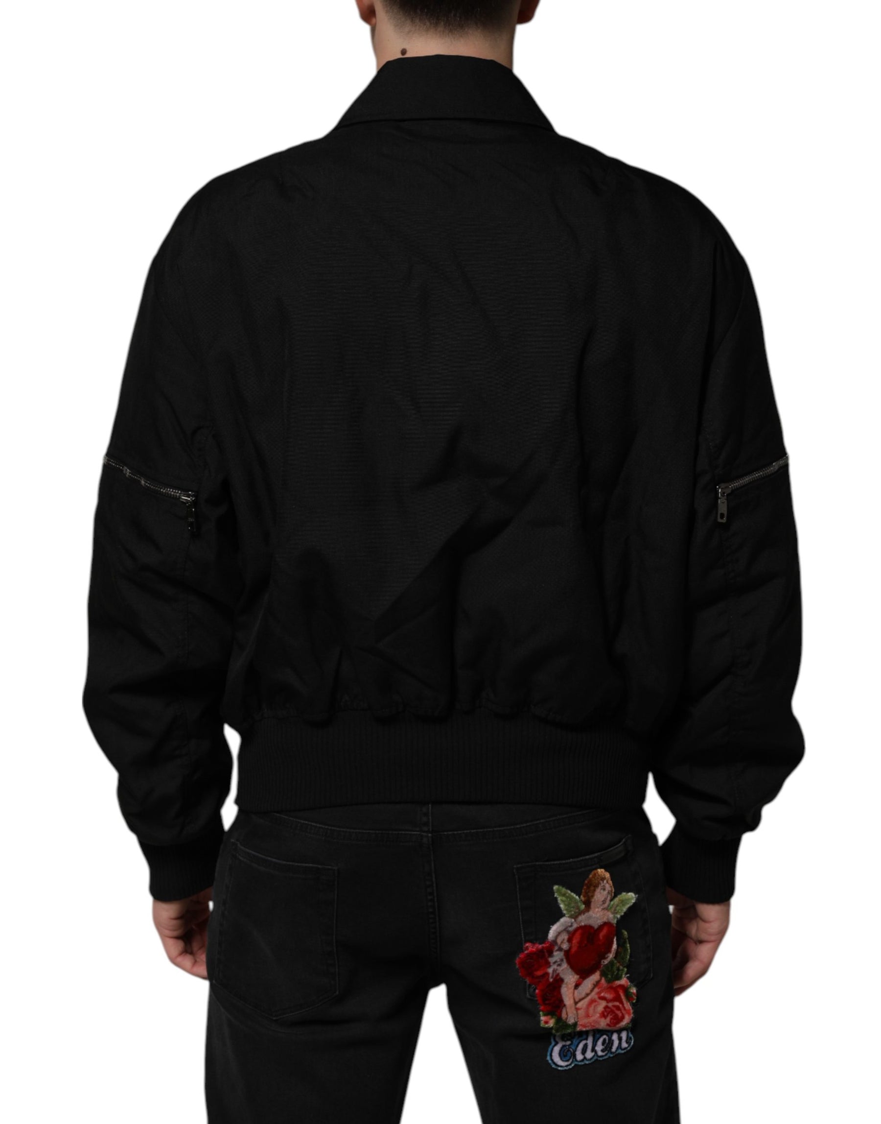Dolce & Gabbana Black Nylon Full Zip Blouson Bomber Jacket | Regal Royce