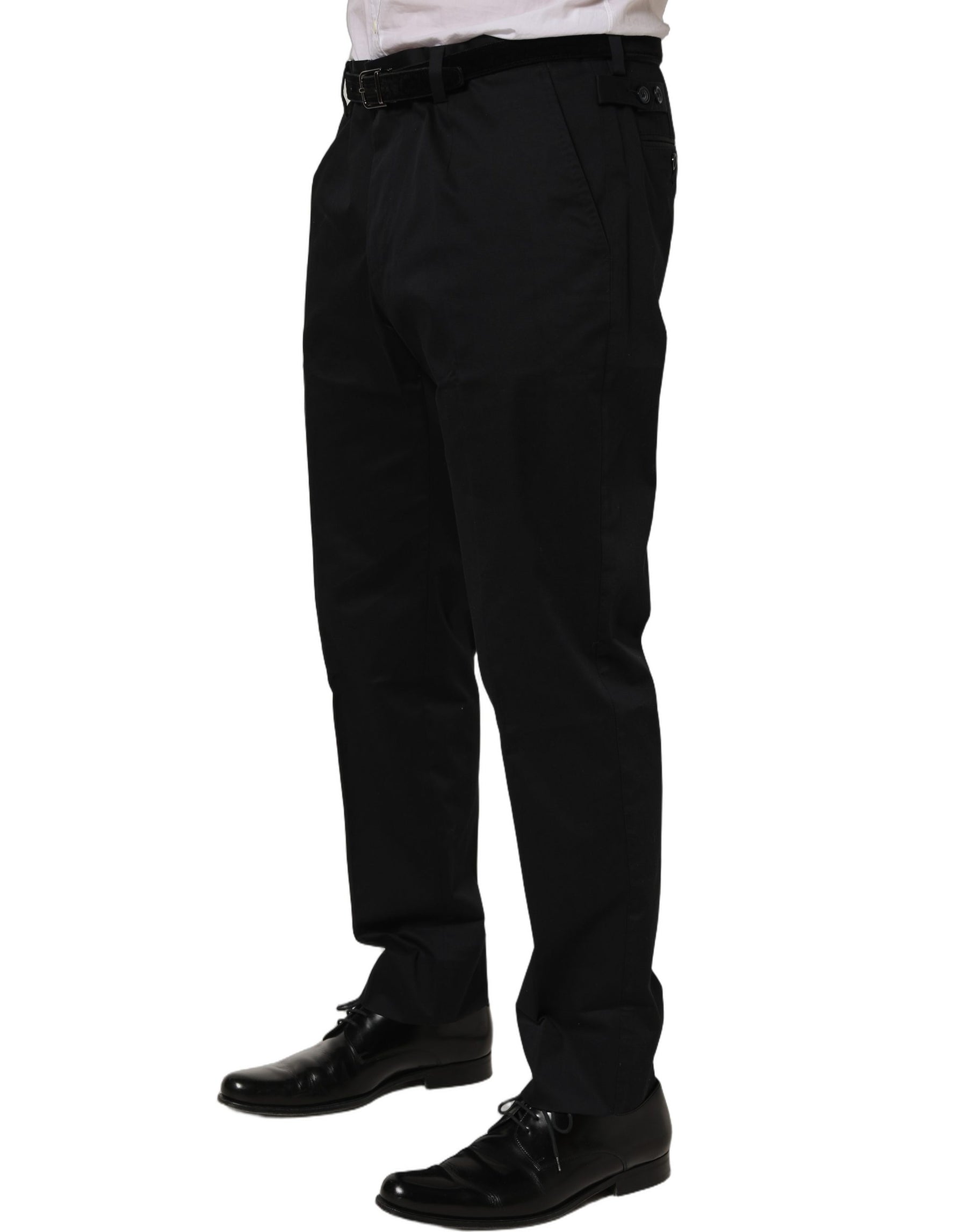 Dolce & Gabbana Black Cotton Tapered Leg Dress Trouser Pants | Regal Royce