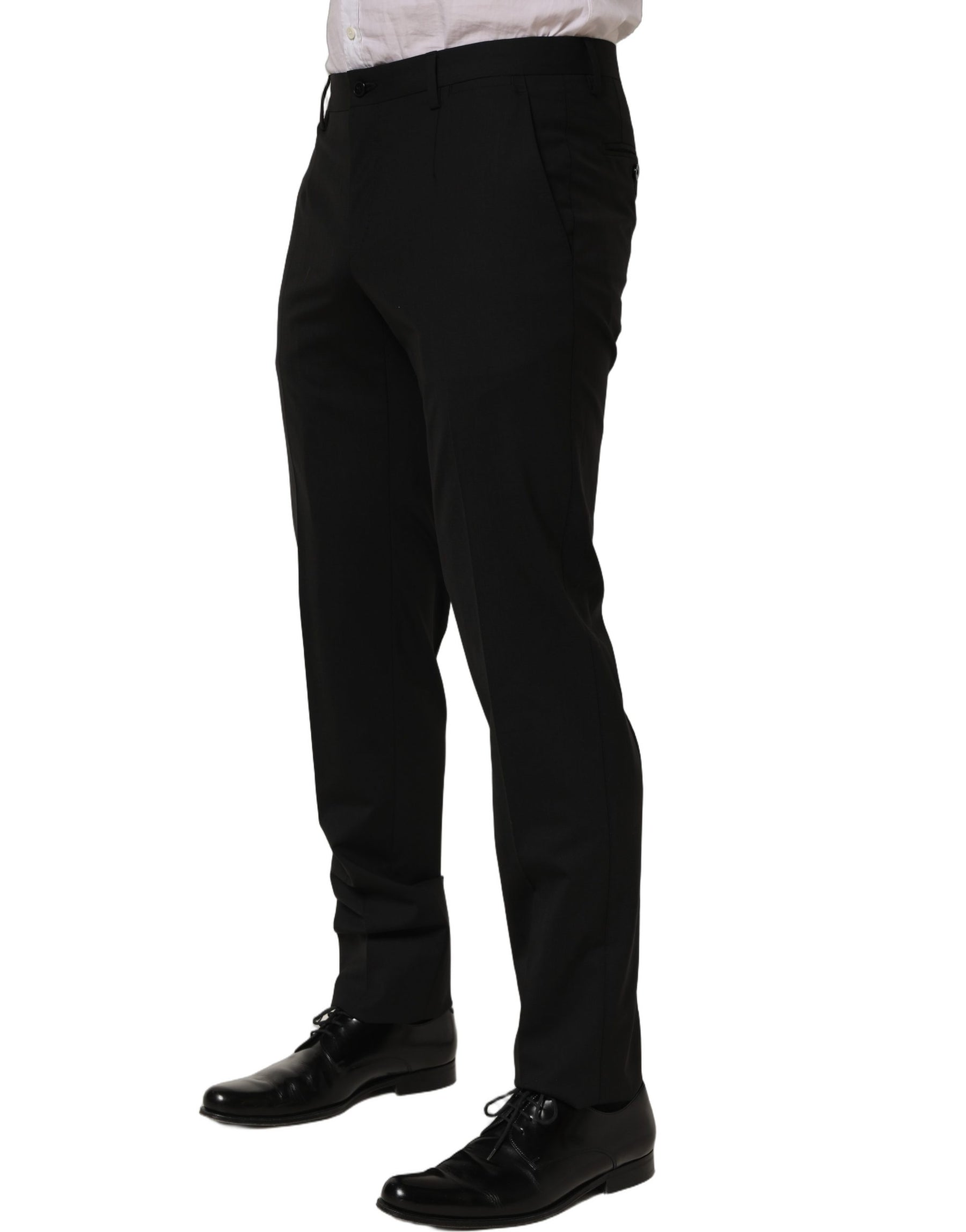 Dolce & Gabbana Black Wool Skinny Leg Dress Men Trouser Pants | Regal Royce
