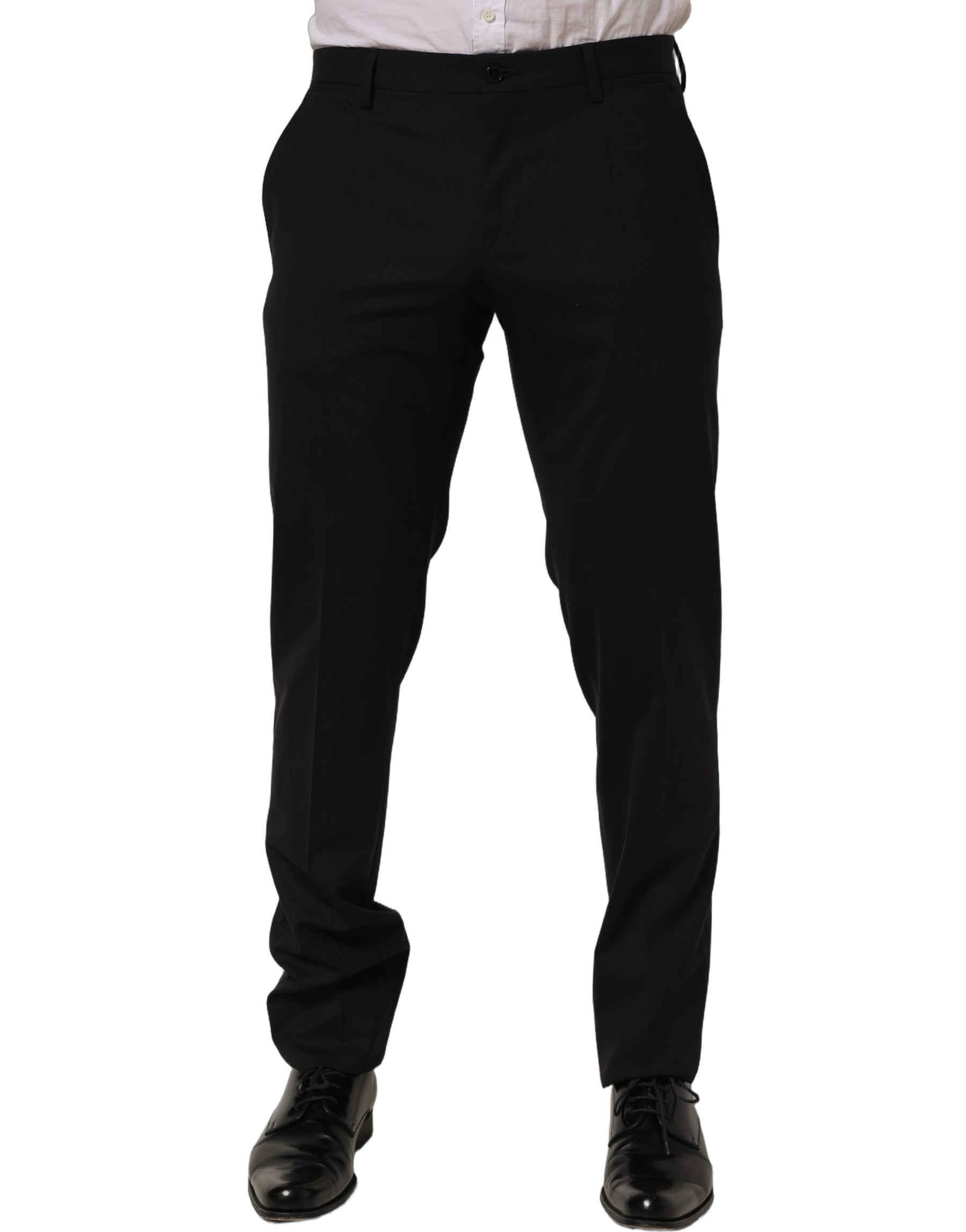 Dolce & Gabbana Black Wool Skinny Leg Dress Men Trouser Pants | Regal Royce