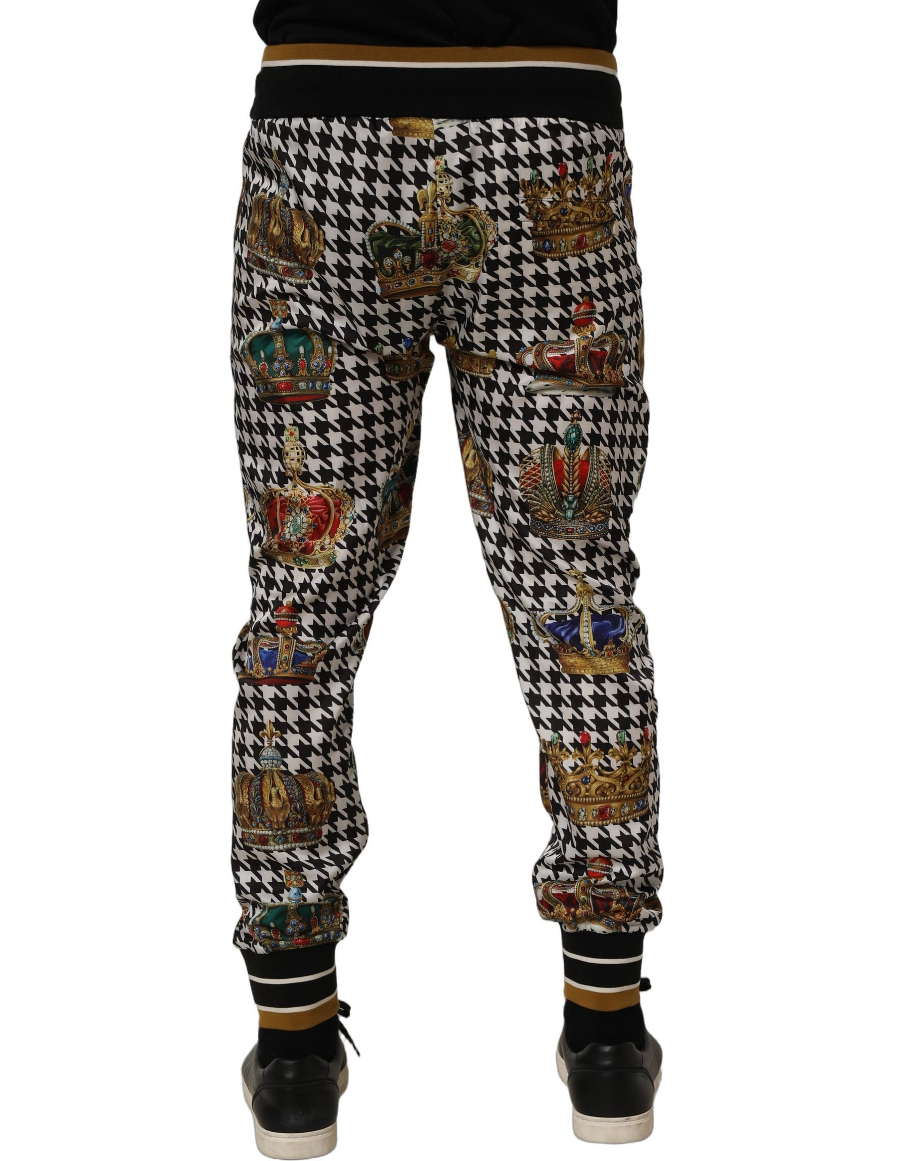 Dolce & Gabbana Multicolor Houndstooth Crown Men Sweatpants Pants | Regal Royce