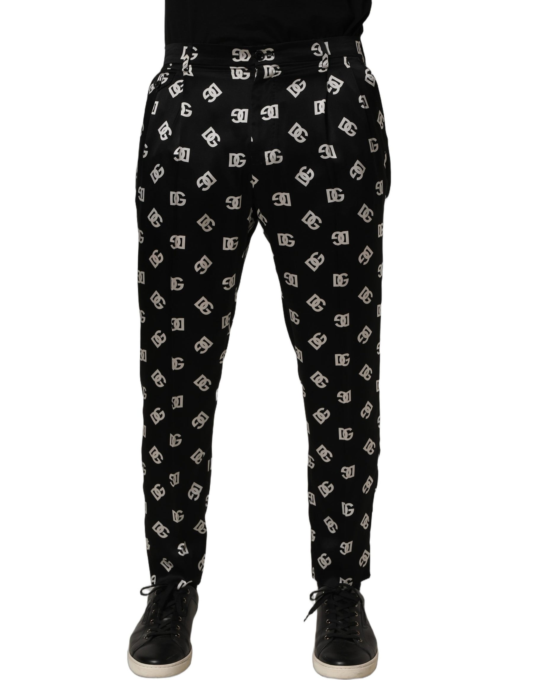 Dolce & Gabbana Black Silk Skinny Leg Dress Men Trouser Pants | Regal Royce
