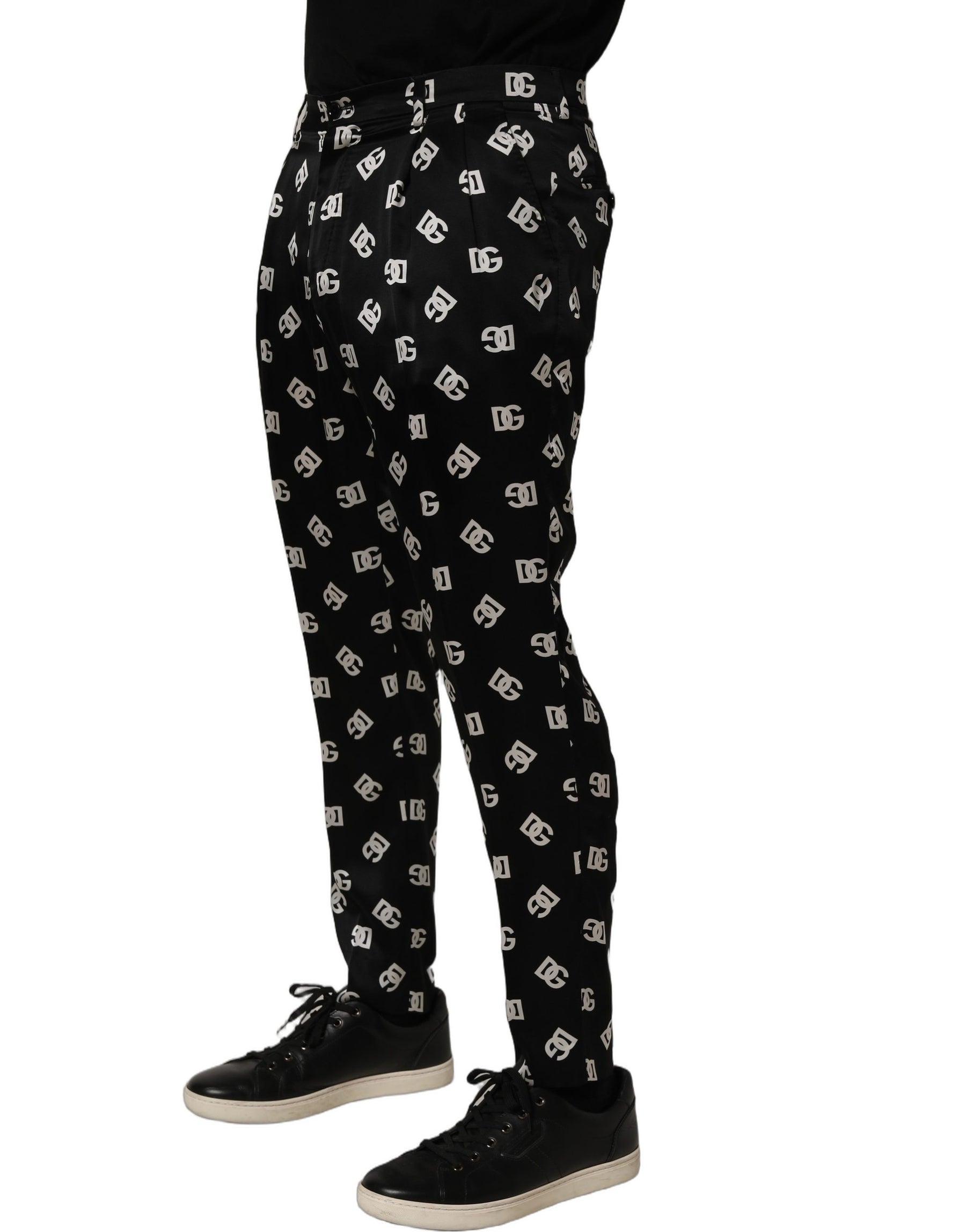 Dolce & Gabbana Black Silk Skinny Leg Dress Men Trouser Pants | Regal Royce