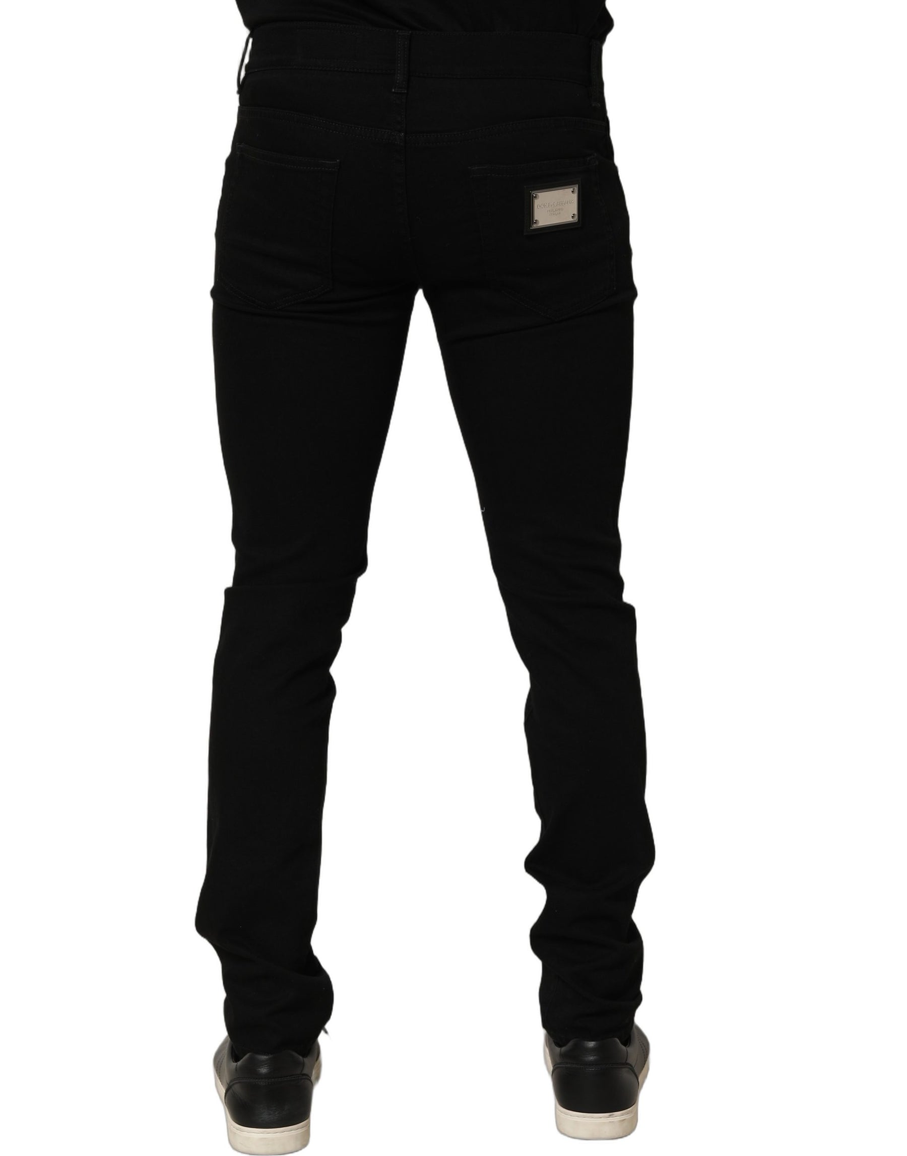 Dolce & Gabbana Black Embellished Cotton Skinny Denim Jeans | Regal Royce