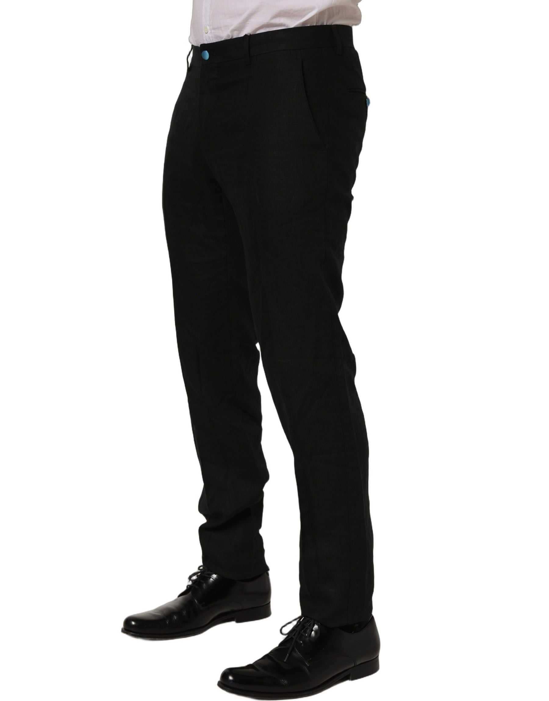 Dolce & Gabbana Black Linen Skinny Leg Dress Trouser Pants | Regal Royce