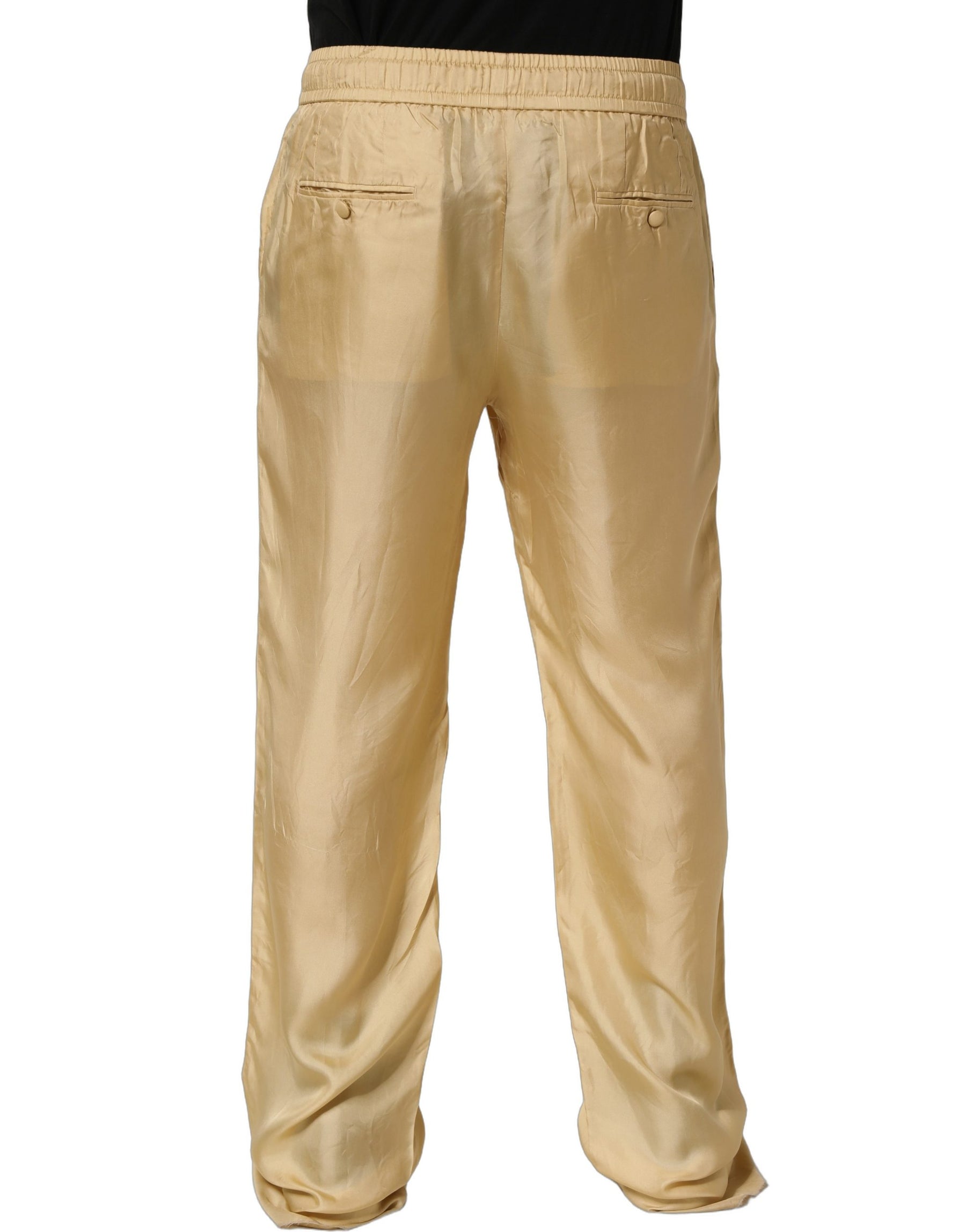 Dolce & Gabbana Yellow Straight Silk Mid Waist Chino Trouser Pants | Regal Royce