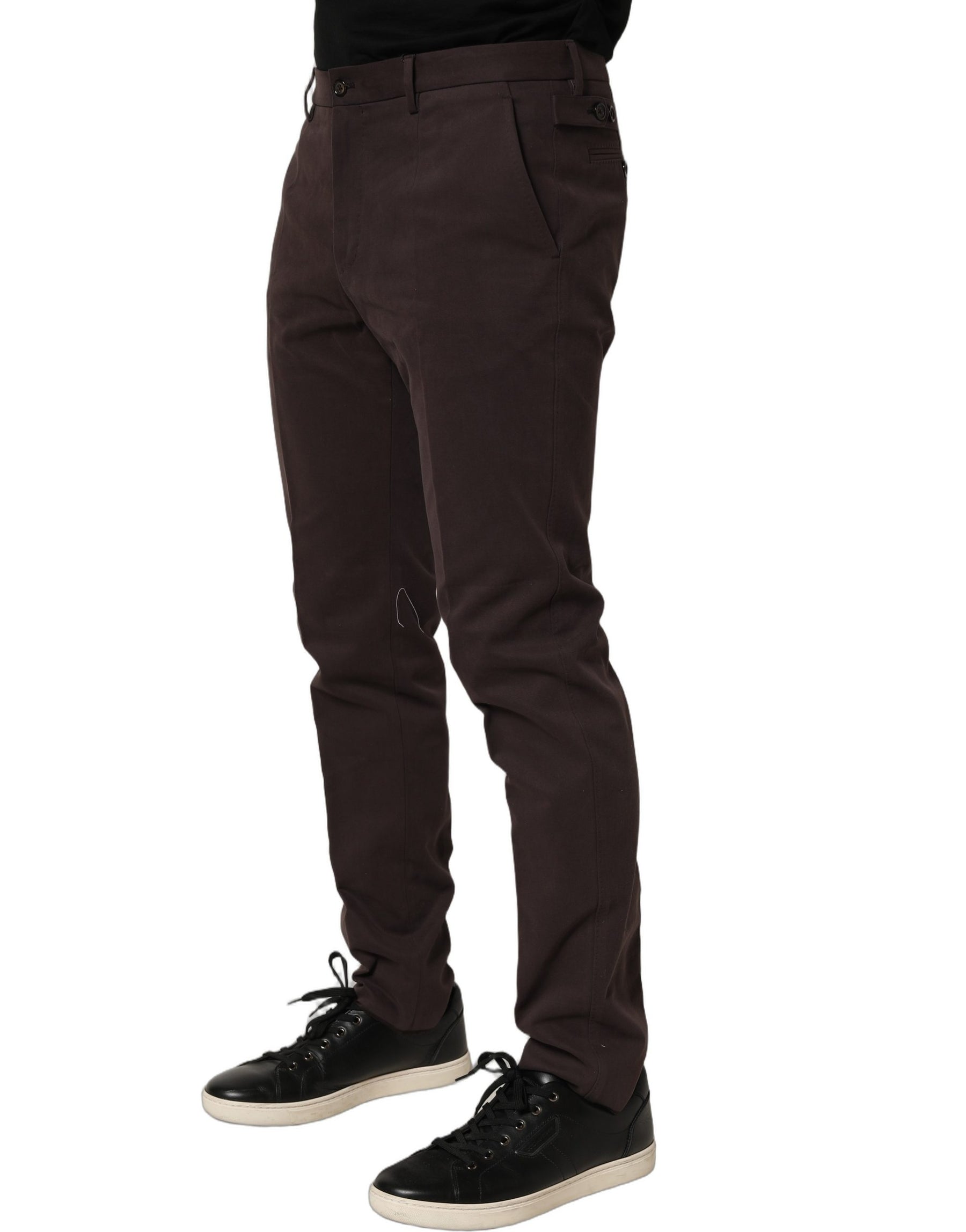 Dolce & Gabbana Brown Cotton Skinny Leg Dress Trouser Pants | Regal Royce