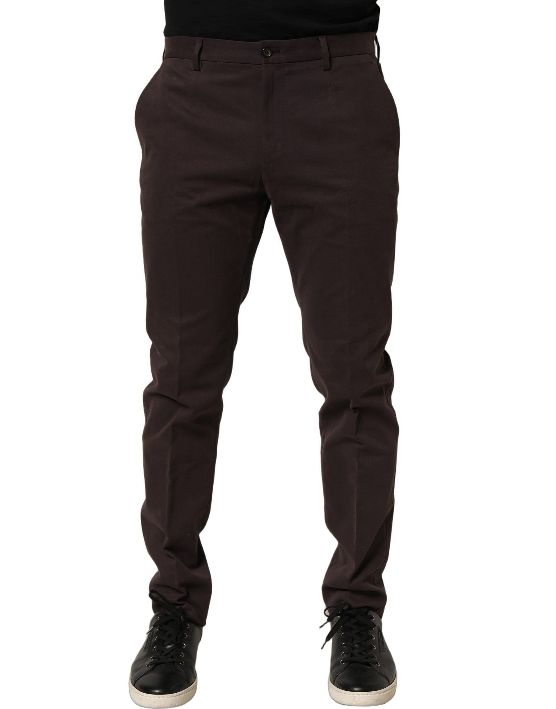 Dolce & Gabbana Brown Cotton Skinny Leg Dress Trouser Pants | Regal Royce