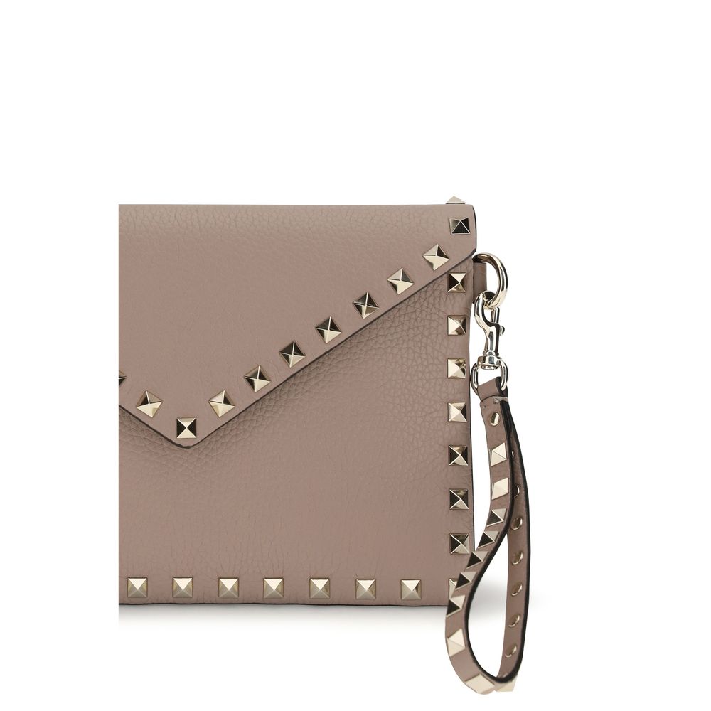 Valentino Garavani Beige Calf Leather Bos Taurus Clutch Bag | Regal Royce