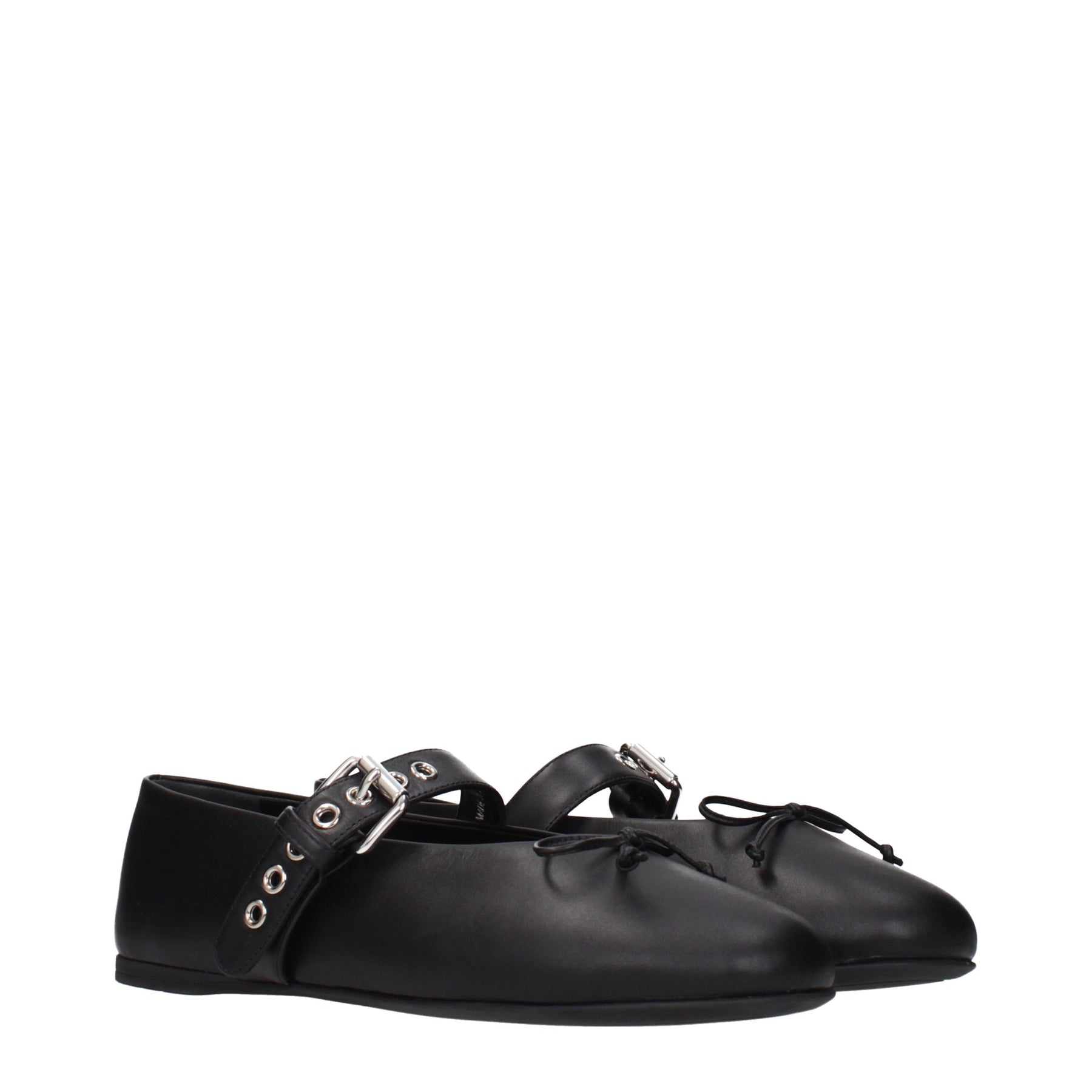 Miu Miu Black Leather Ballet Flats | Regal Royce