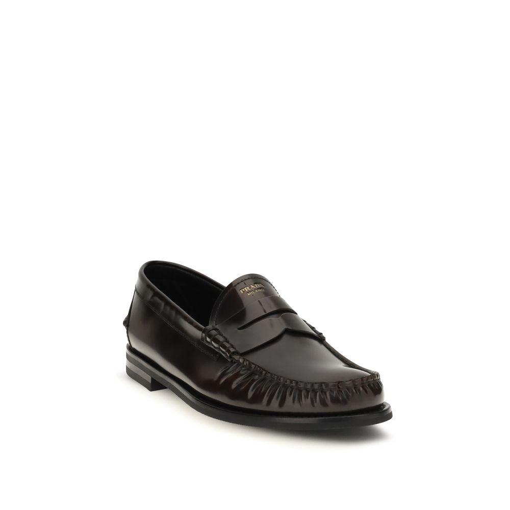 Prada Brown Calf Leather Bos Taurus Slip-On Loafers | Regal Royce
