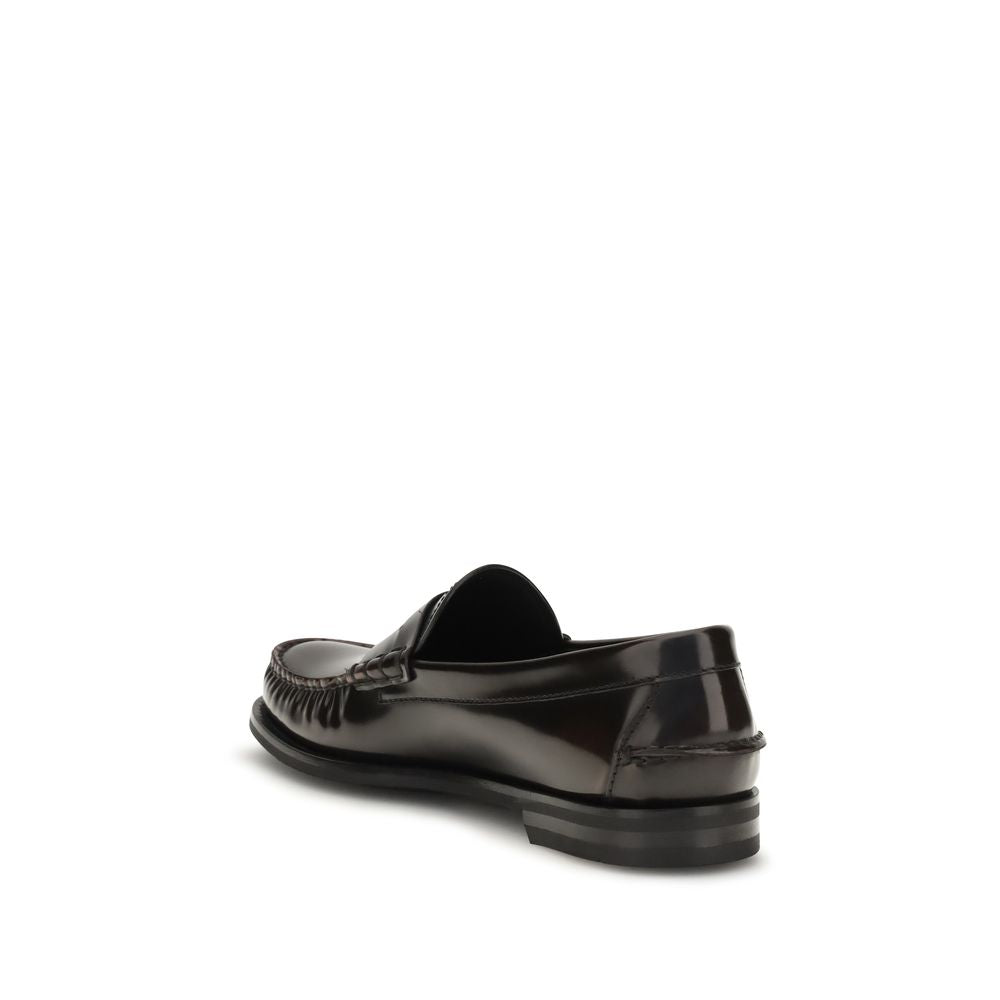 Prada Brown Calf Leather Bos Taurus Slip-On Loafers | Regal Royce