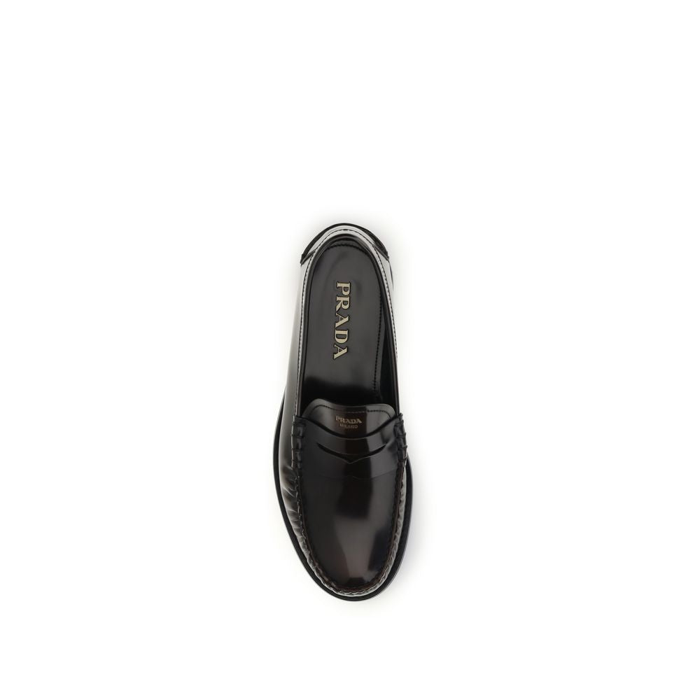 Prada Brown Calf Leather Bos Taurus Slip-On Loafers | Regal Royce