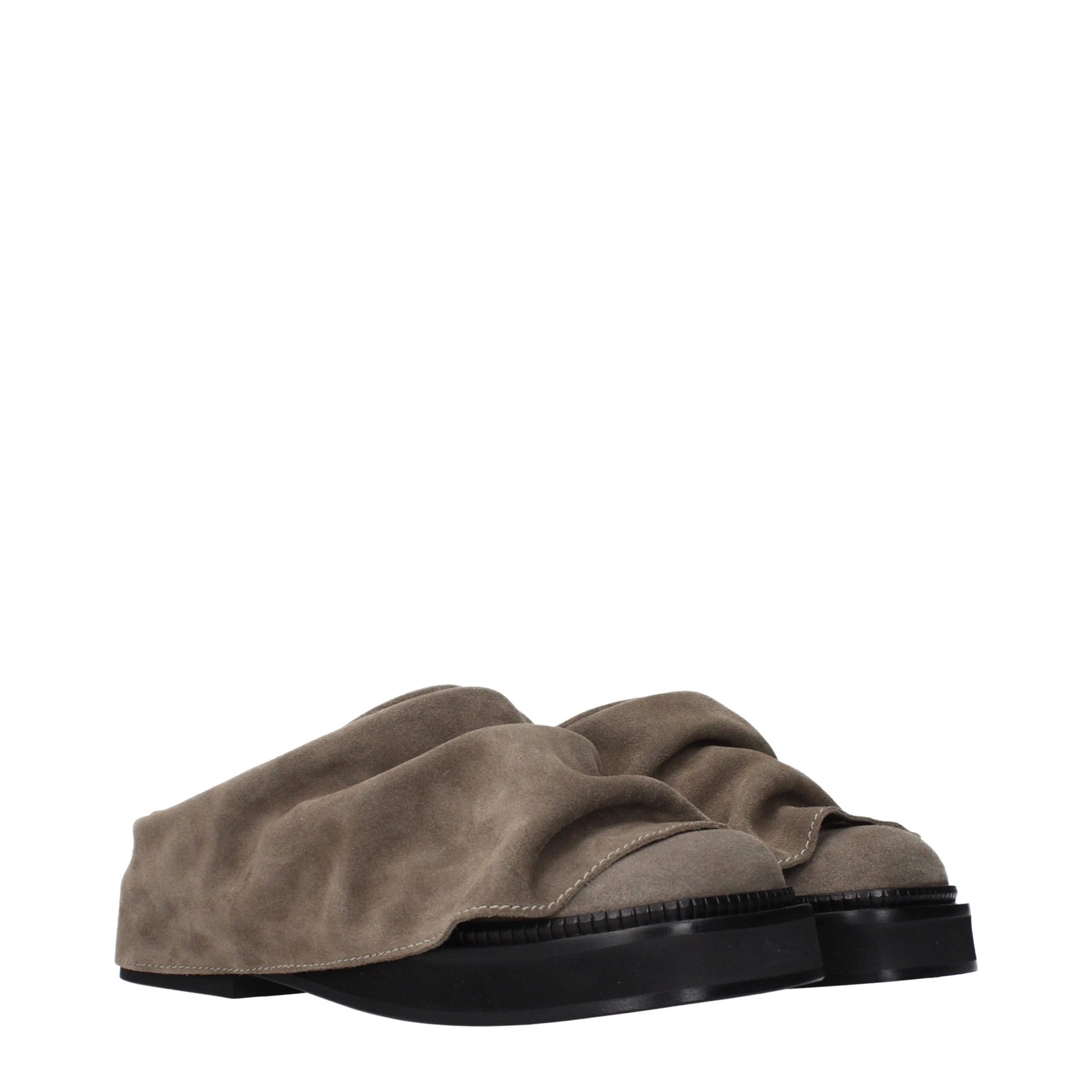 The Attico Gray Leather Slippers | Regal Royce