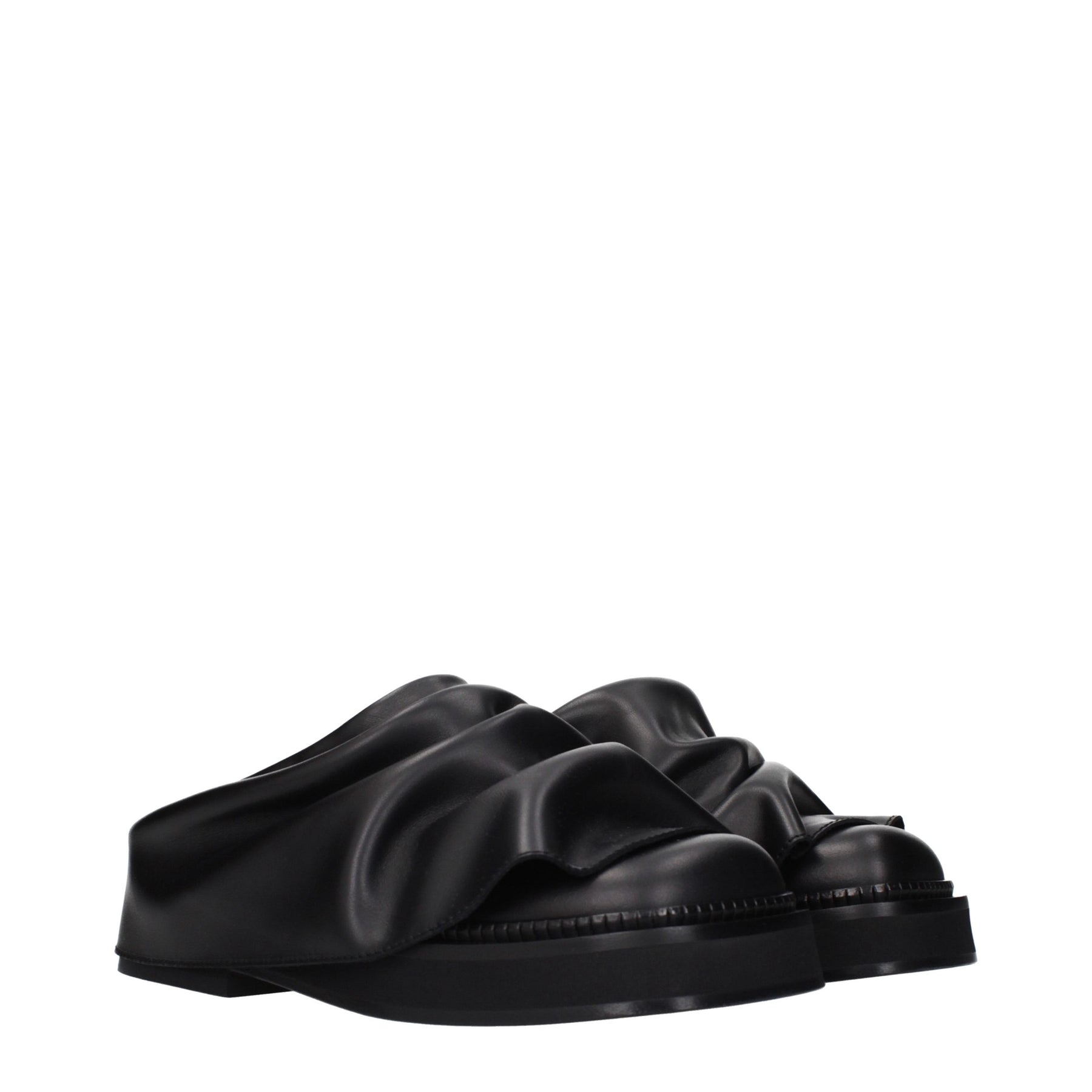 The Attico Black Leather Slippers | Regal Royce