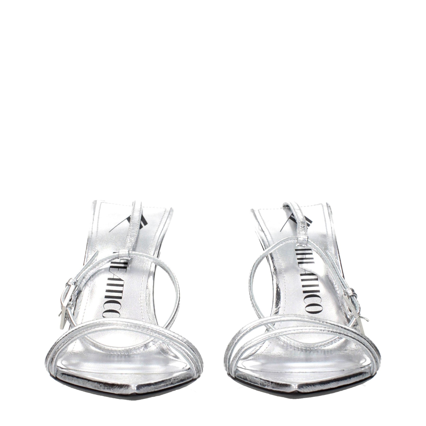 The Attico Gray Leather Stiletto Heel Sandals | Regal Royce