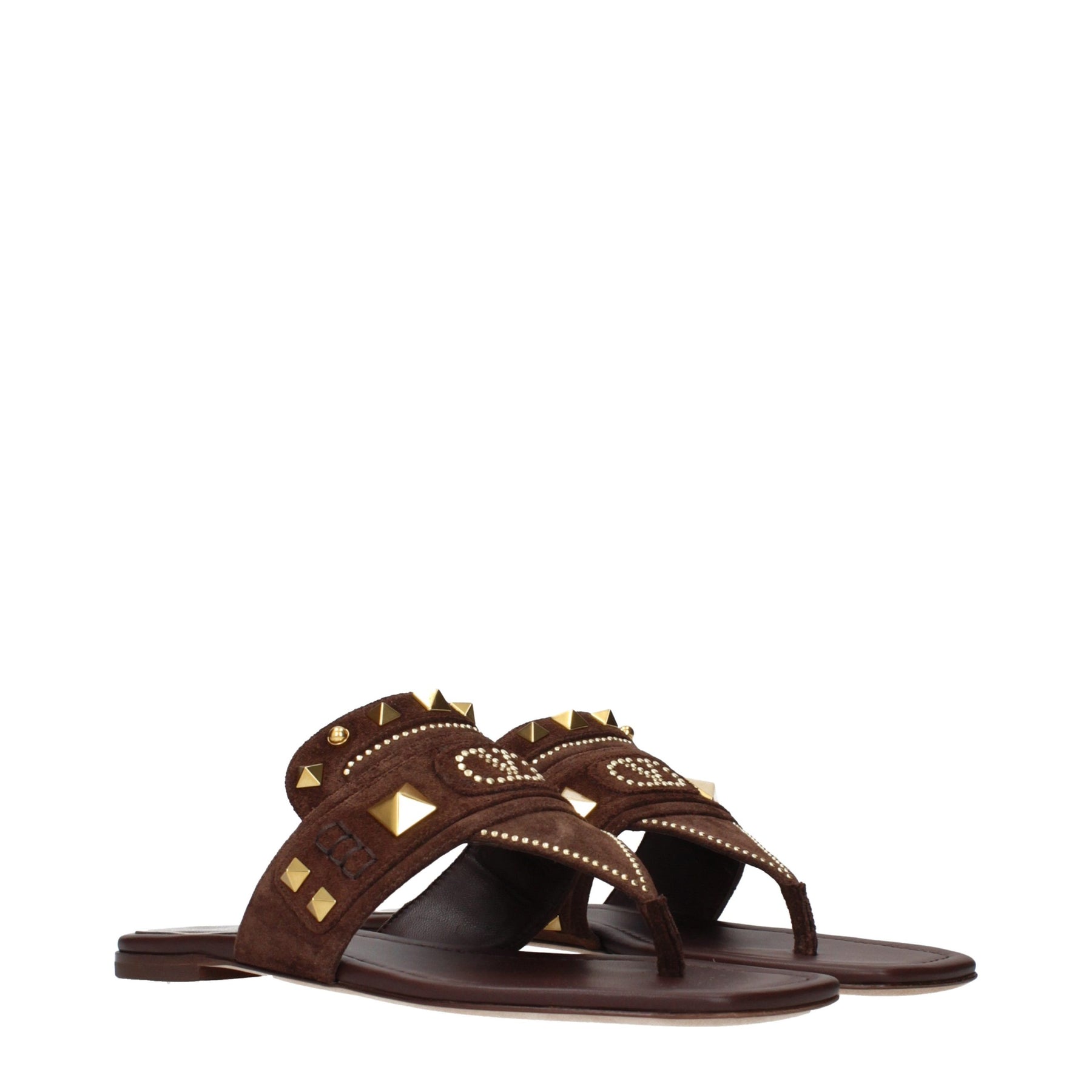 Valentino Garavani Brown Leather Flip-Flop Sandals | Regal Royce