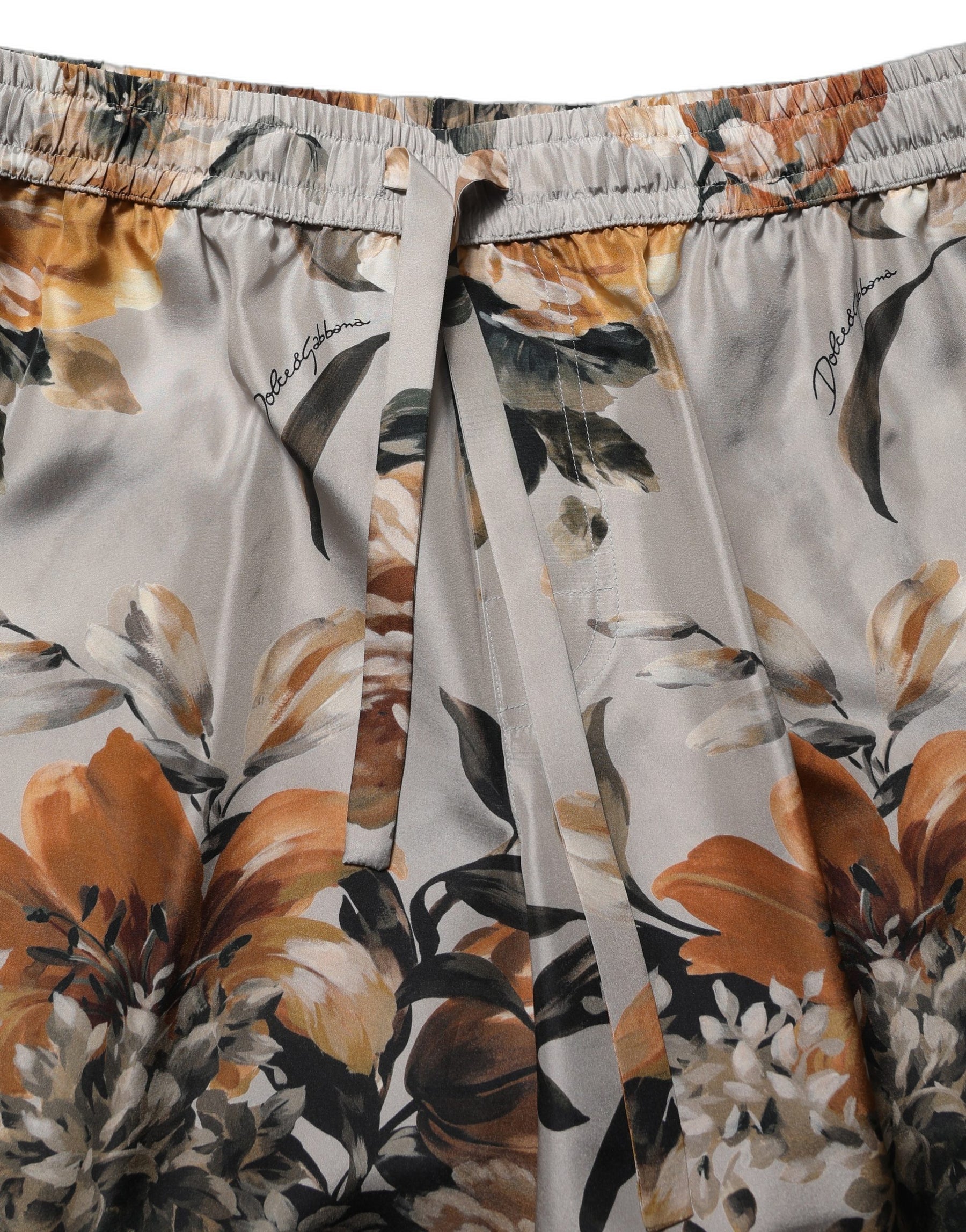 Dolce & Gabbana Beige Floral Print Silk Men Bermuda Shorts | Regal Royce