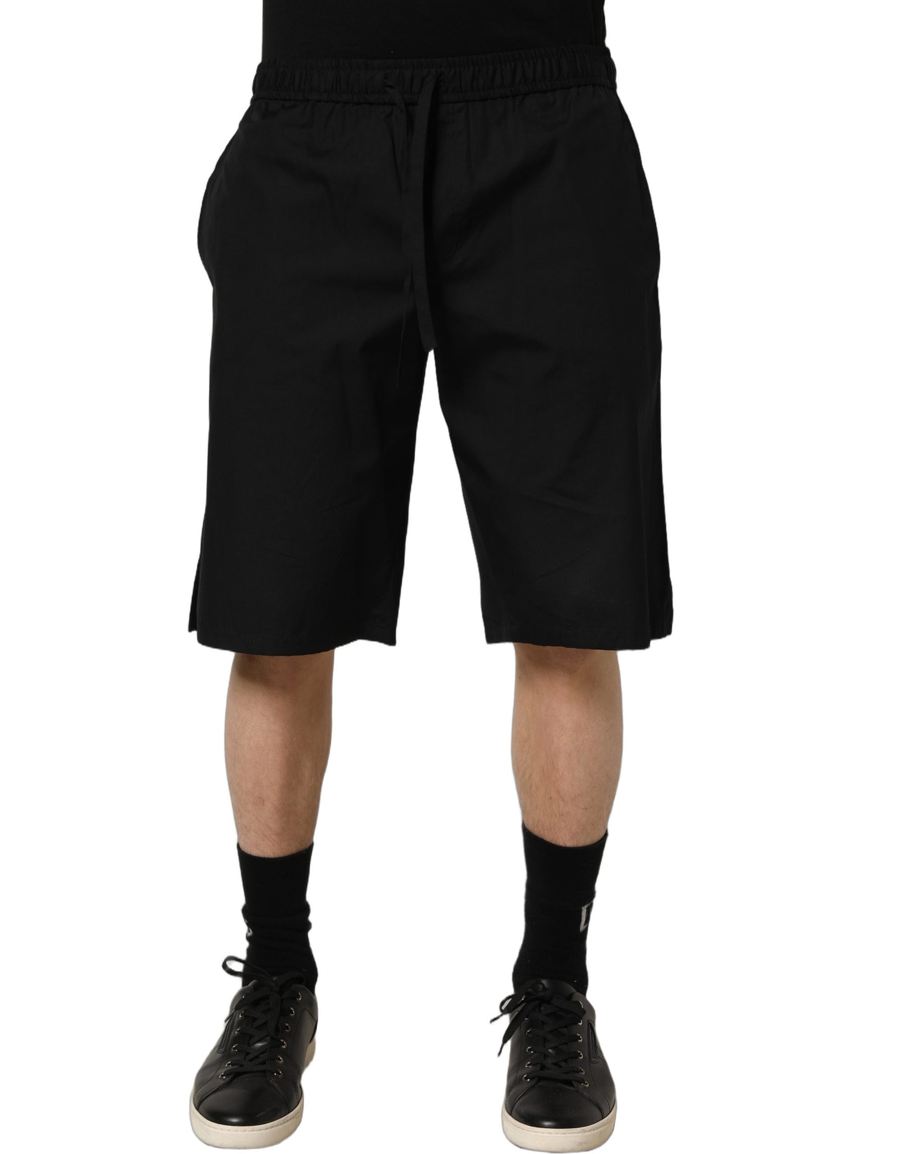 Dolce & Gabbana Black Cotton Sweatshorts Men Bermuda Shorts | Regal Royce