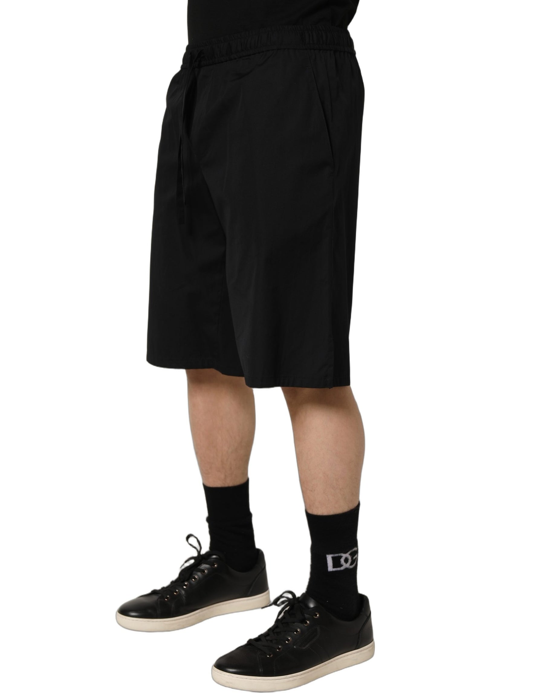 Dolce & Gabbana Black Cotton Sweatshorts Men Bermuda Shorts | Regal Royce