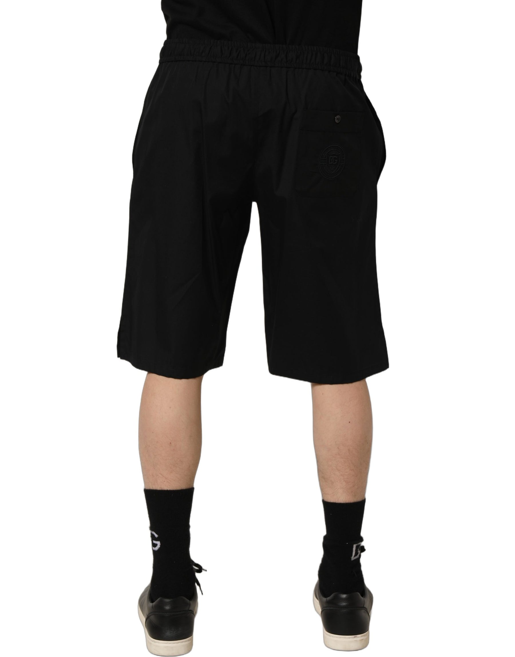 Dolce & Gabbana Black Cotton Sweatshorts Men Bermuda Shorts | Regal Royce