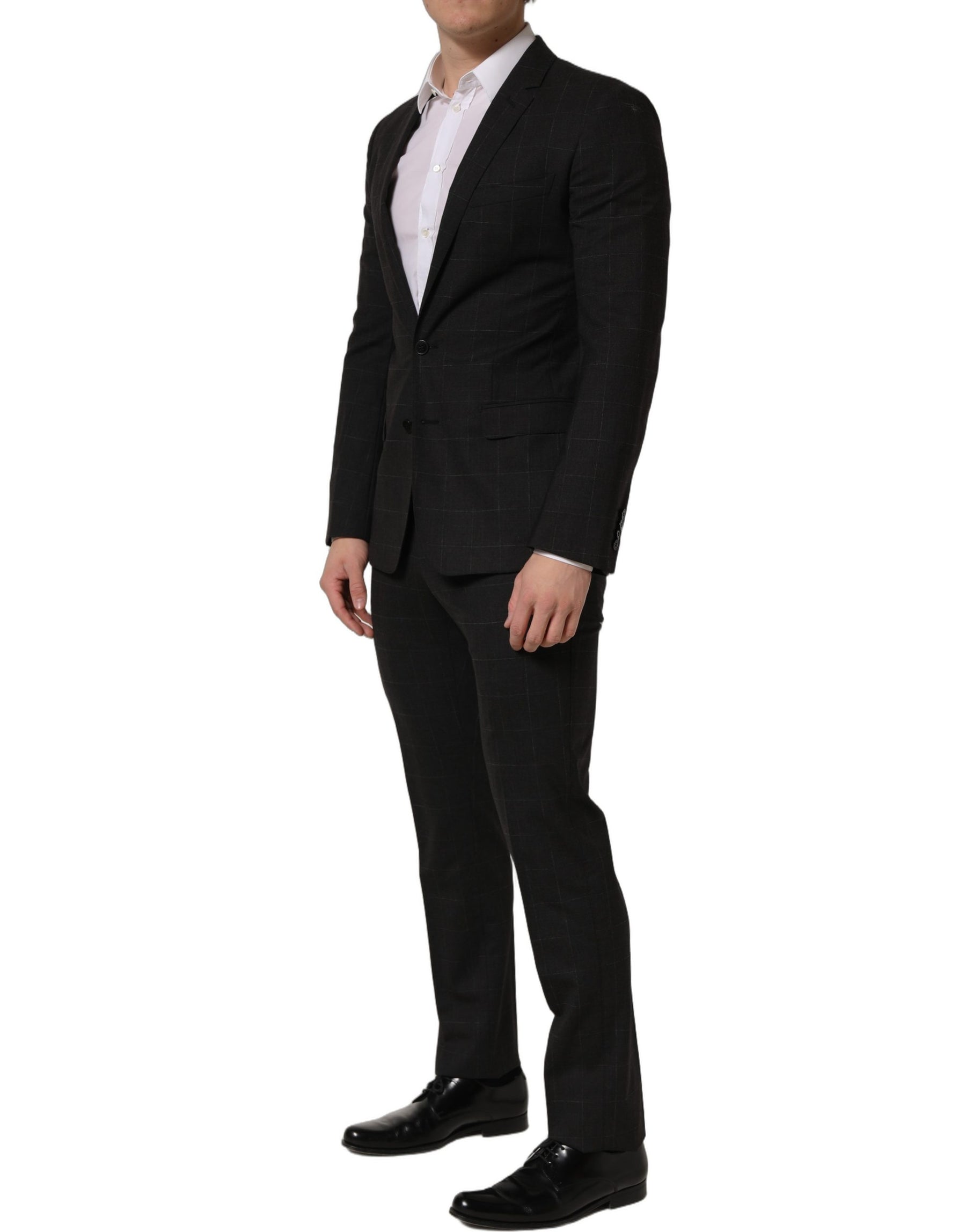 Dolce & Gabbana Black Wool Slim Fit Formal 2 Piece Men Suit | Regal Royce