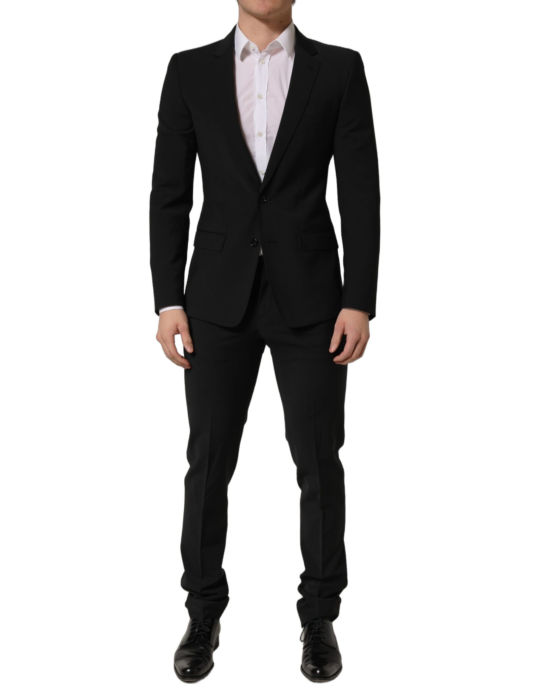 Dolce & Gabbana Black Wool Slim Fit Formal 2 Piece Men Suit | Regal Royce